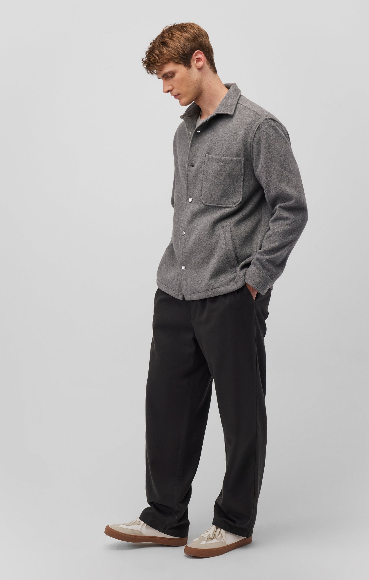 ONE POCKET LONG SLEEVE BUTTON-UP SHIRT IN ANTHRACITE - Mavi Jeans