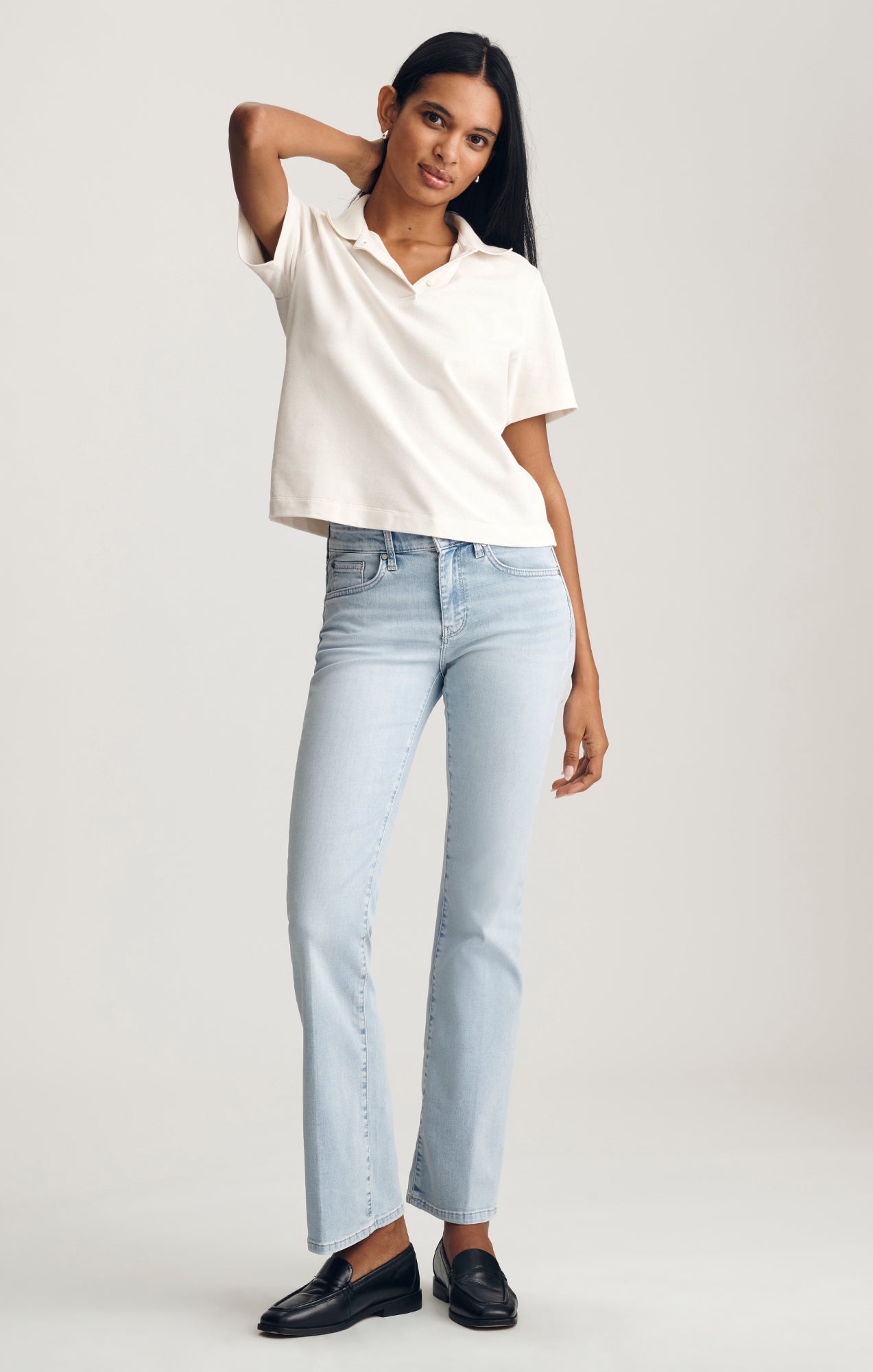 CROPPED POLO T-SHIRT IN COCONUT MILK - Mavi Jeans