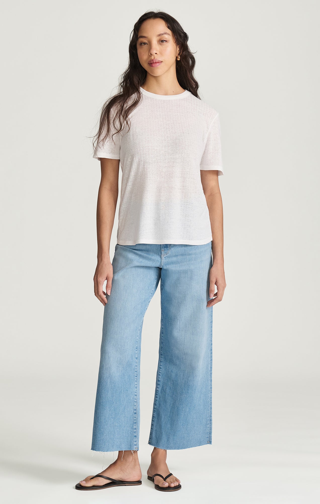 HEMP CREW NECK T-SHIRT IN WHITE - Mavi Jeans