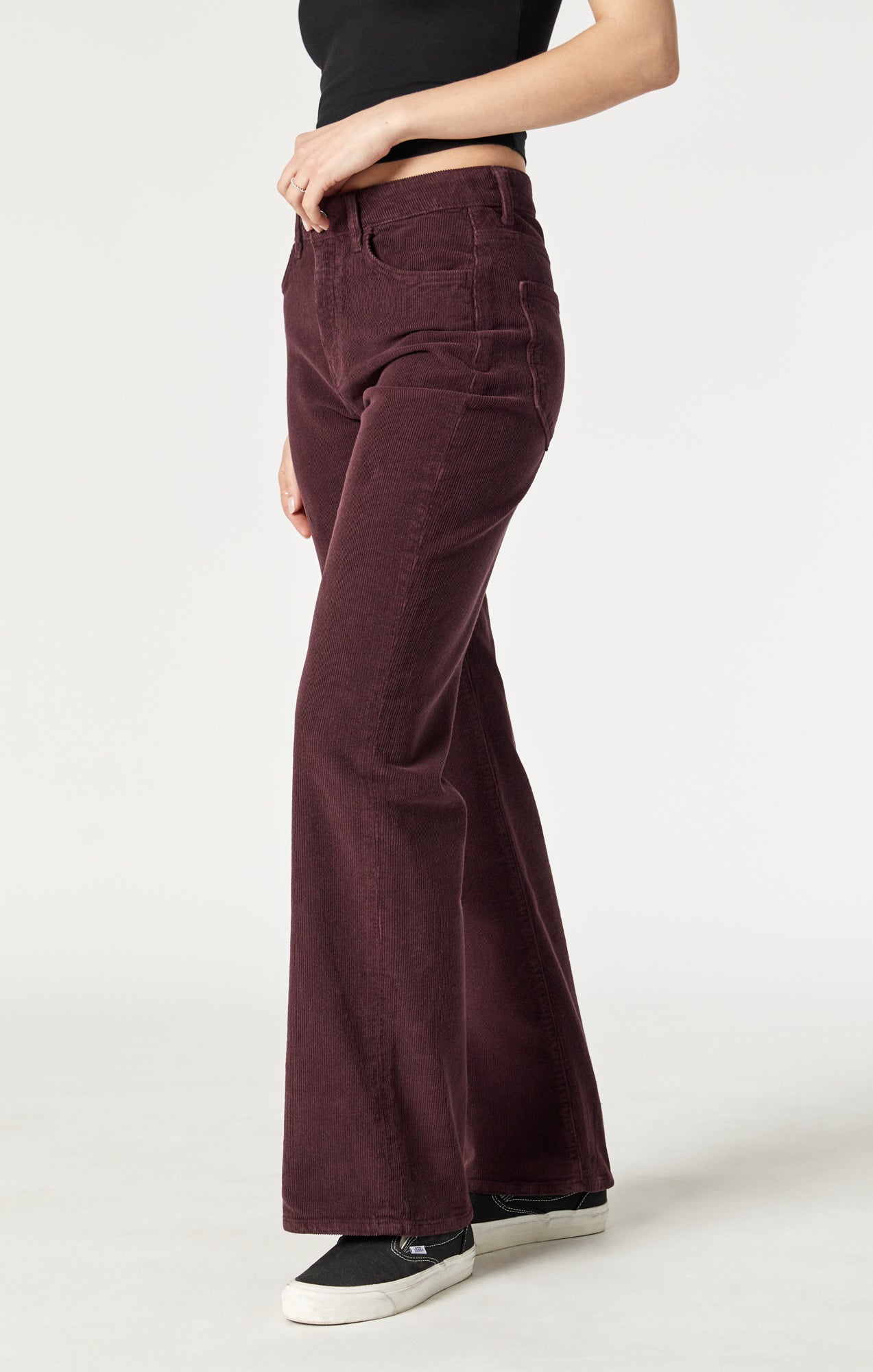 Burgundy corduroy flare hot sale pants