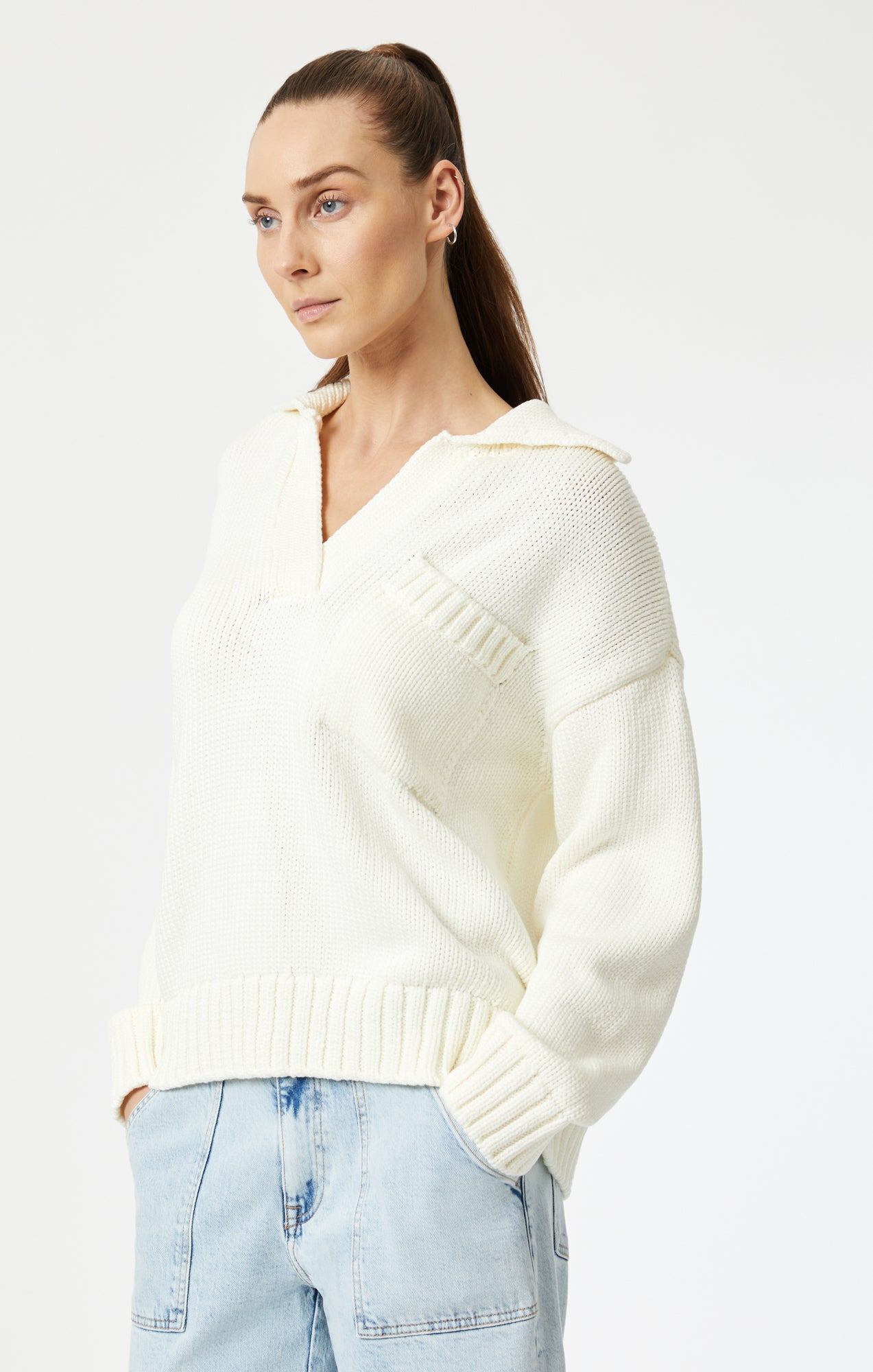 Mavi Women's Polo Sweater In Coconut Milk – Mavi Canada