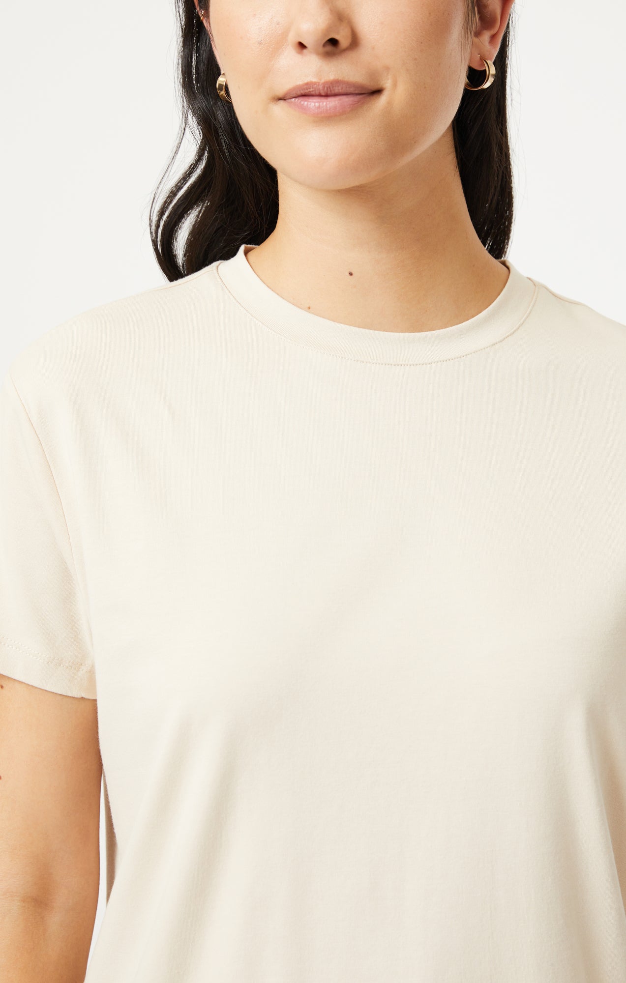 CREW NECK T-SHIRT IN BEIGE NATURAL DYE - Mavi Jeans