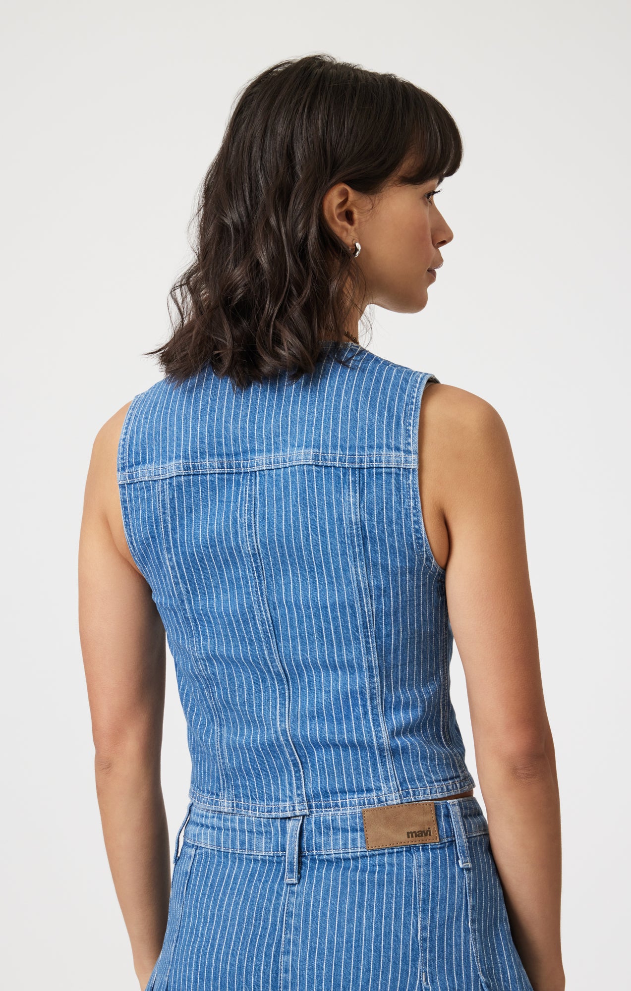 MERLIN VEST IN BLUE STRIPE DENIM - Mavi Jeans