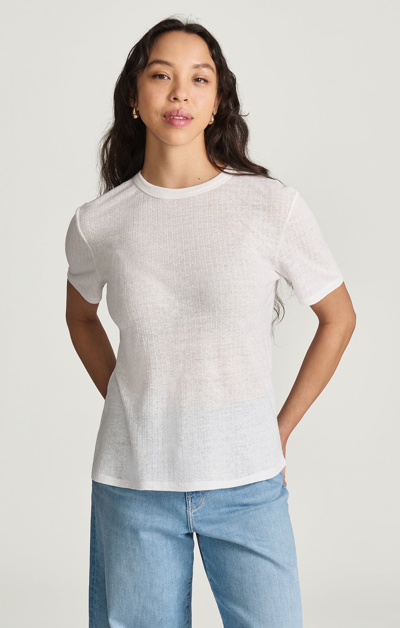 HEMP CREW NECK T-SHIRT IN WHITE - Mavi Jeans