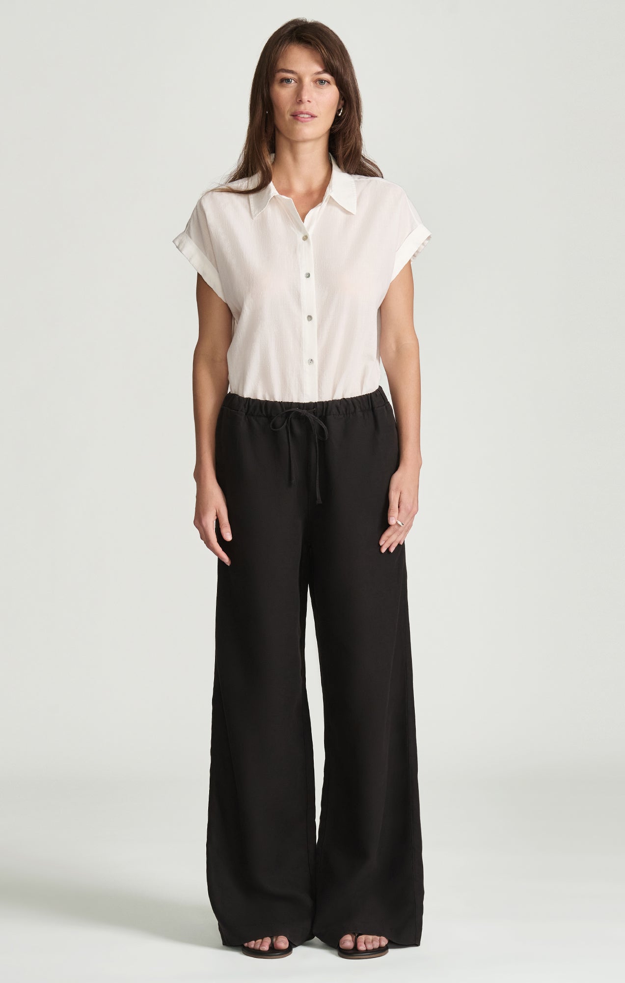 MARCELA WIDE LEG IN BLACK LINEN - Mavi Jeans