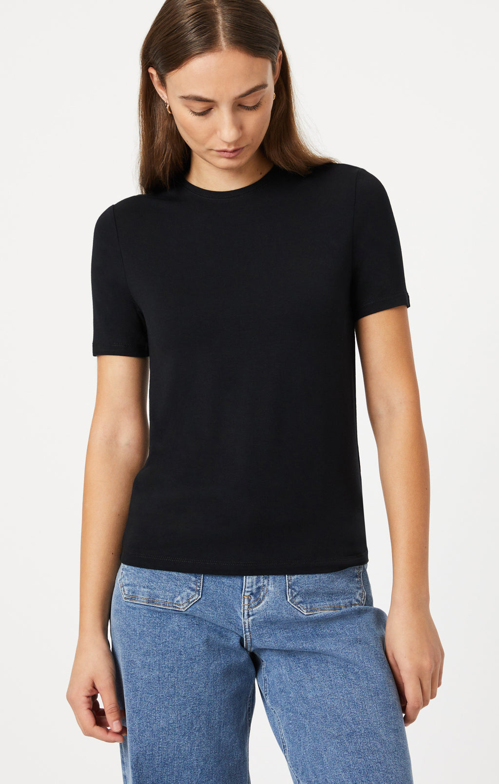 LUXE CREW NECK T-SHIRT IN BLACK - Mavi Jeans