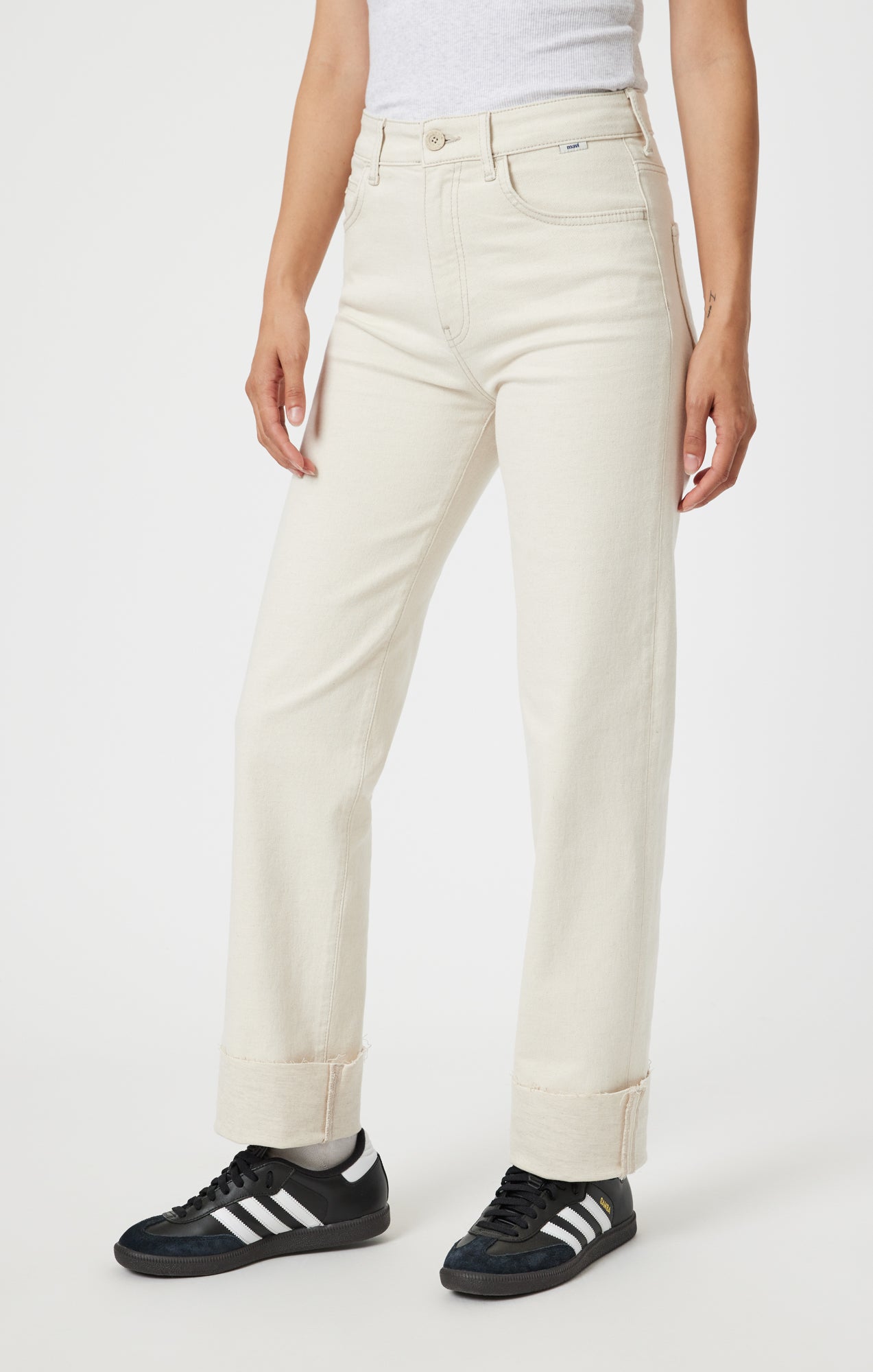 Mavi Women's Savannah Cuffed Straight Leg In Natural Ecru Denim