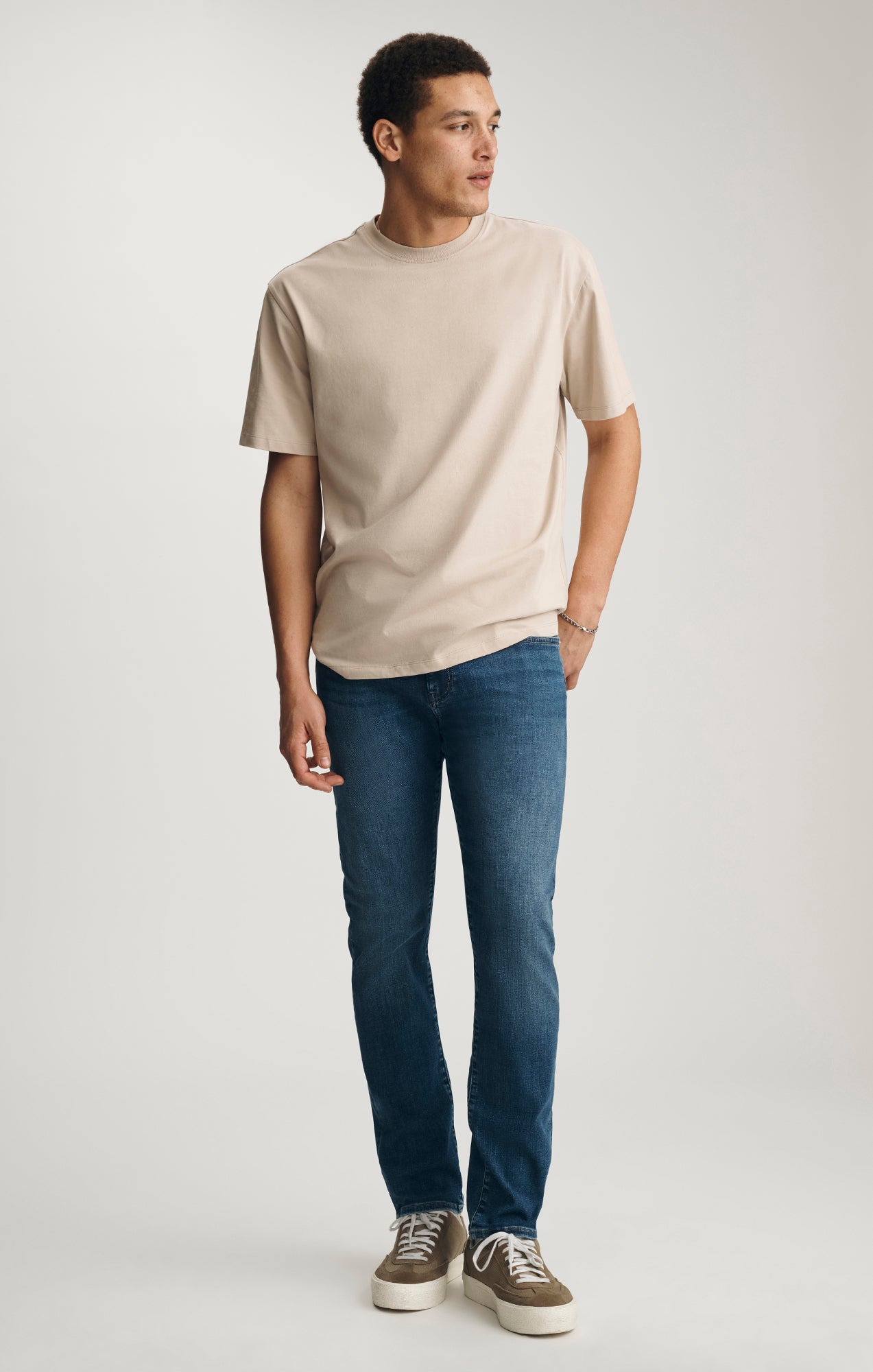 CREW NECK T-SHIRT IN FEATHER GRAY - Mavi Jeans