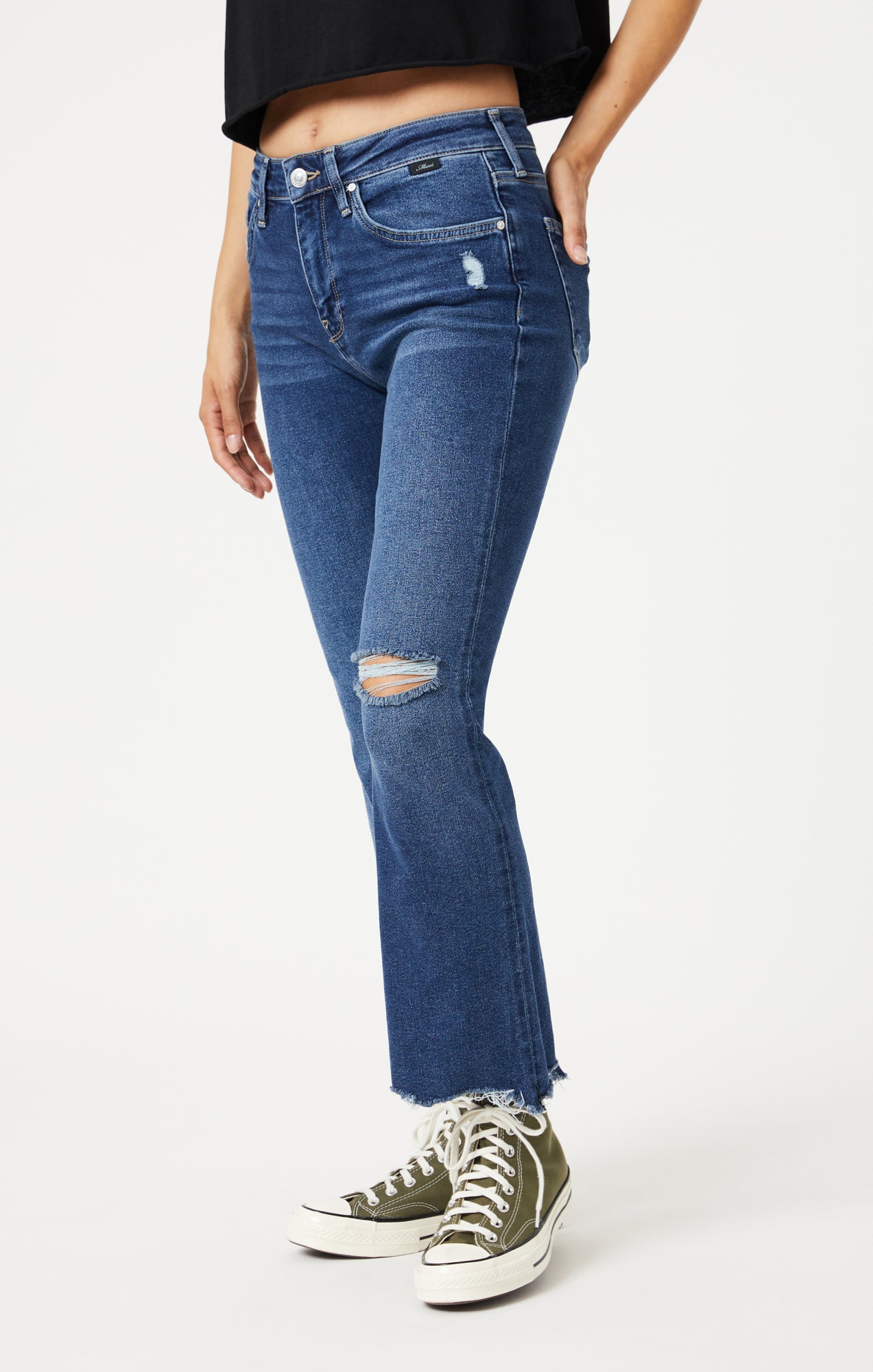 ANIKA CROP FLARE JEANS IN DARK RIPPED LA VINTAGE - Mavi Jeans