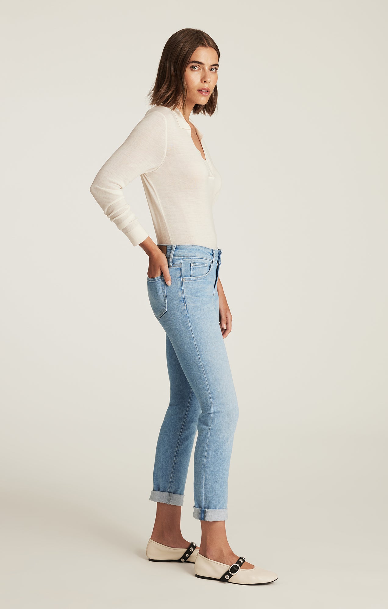 EMMA SLIM BOYFRIEND IN LIGHT BRUSHED FLEX BLUE - Mavi Jeans
