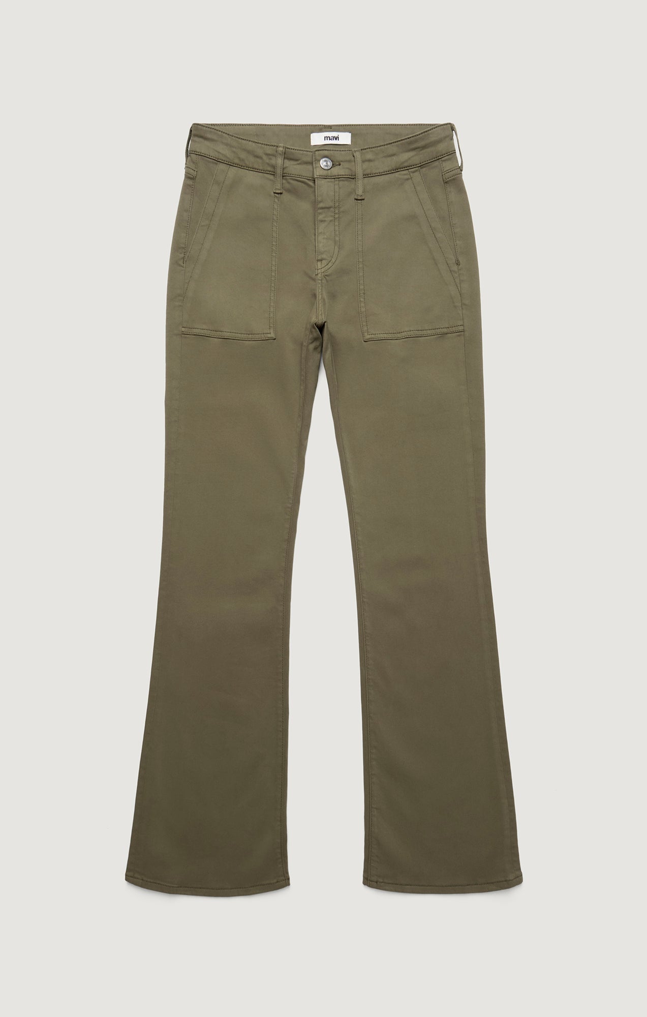 VICKY PATCH POCKET BOOTCUT IN DARK OLIVE SATEEN - Mavi Jeans