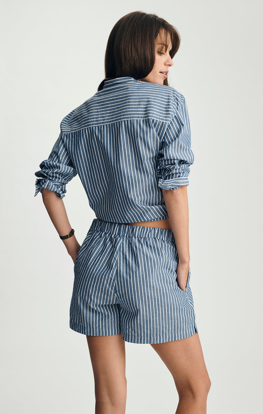 MINI SHORTS IN NAVY PEONY STRIPE - Mavi Jeans