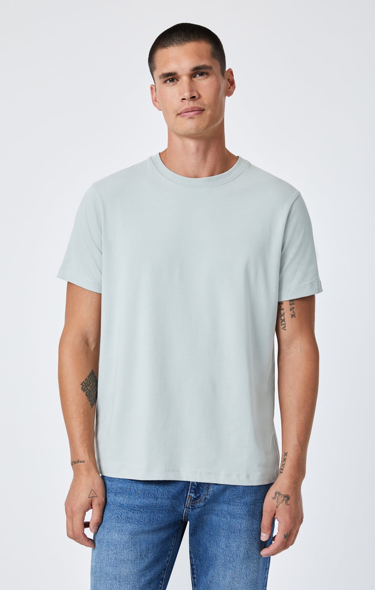 CREW NECK T-SHIRT IN SLATE GREY NATURAL DYE - Mavi Jeans