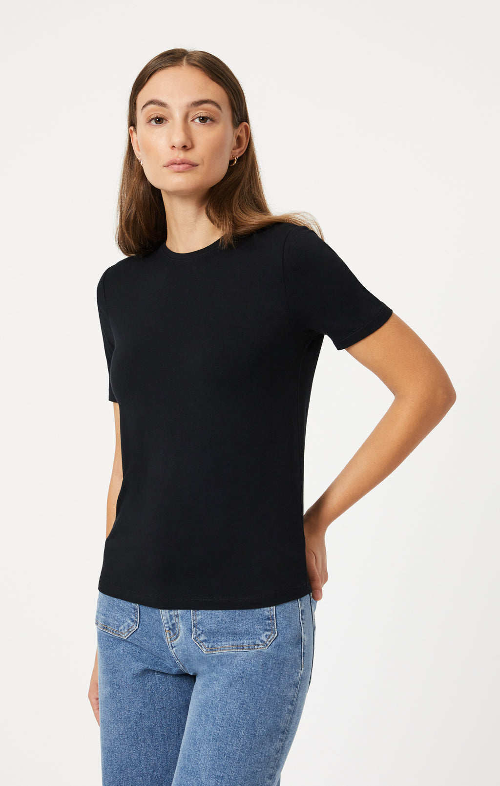 LUXE CREW NECK T-SHIRT IN BLACK - Mavi Jeans
