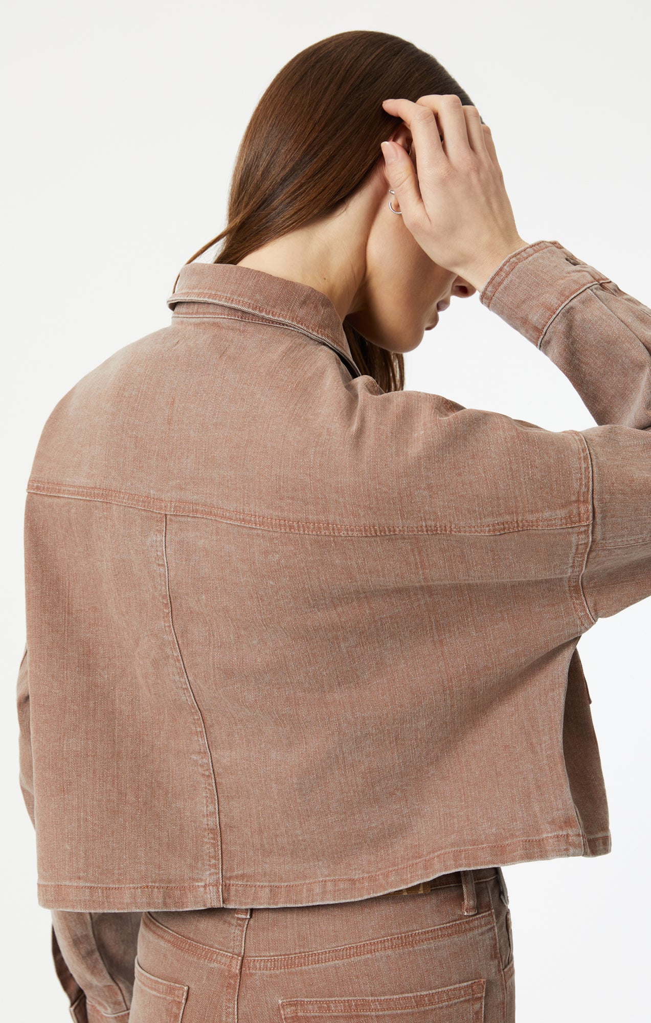 VIVI CROP LONG SLEEVE SHIRT IN ROSE NATURAL DYE - Mavi Jeans