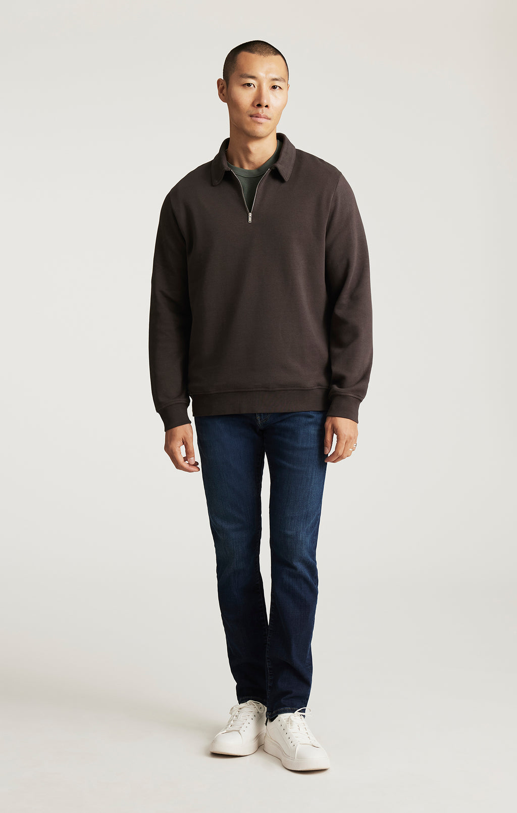HALF ZIP SWEATSHIRT IN AFTER DARK - Mavi Jeans