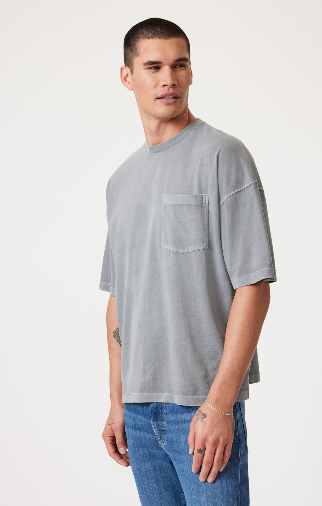 BOXY POCKET T-SHIRT IN WILD DOVE - Mavi Jeans