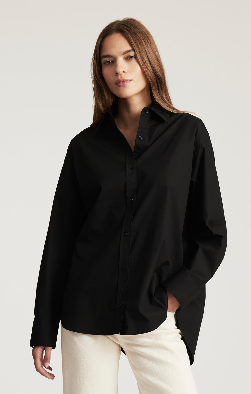 LONG SLEEVE BUTTON-UP SHIRT IN BLACK - Mavi Jeans