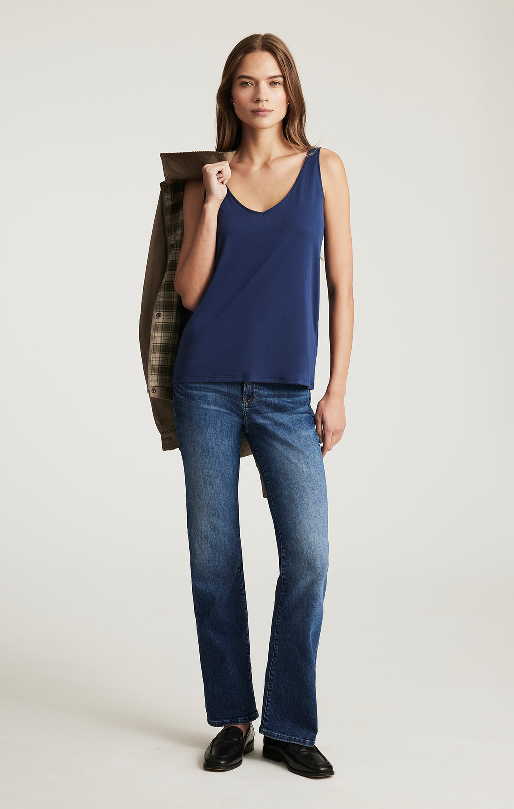 LUXE TOUCH TENCEL™ LACE TANK TOP IN MEDIEVAL BLUE - Mavi Jeans
