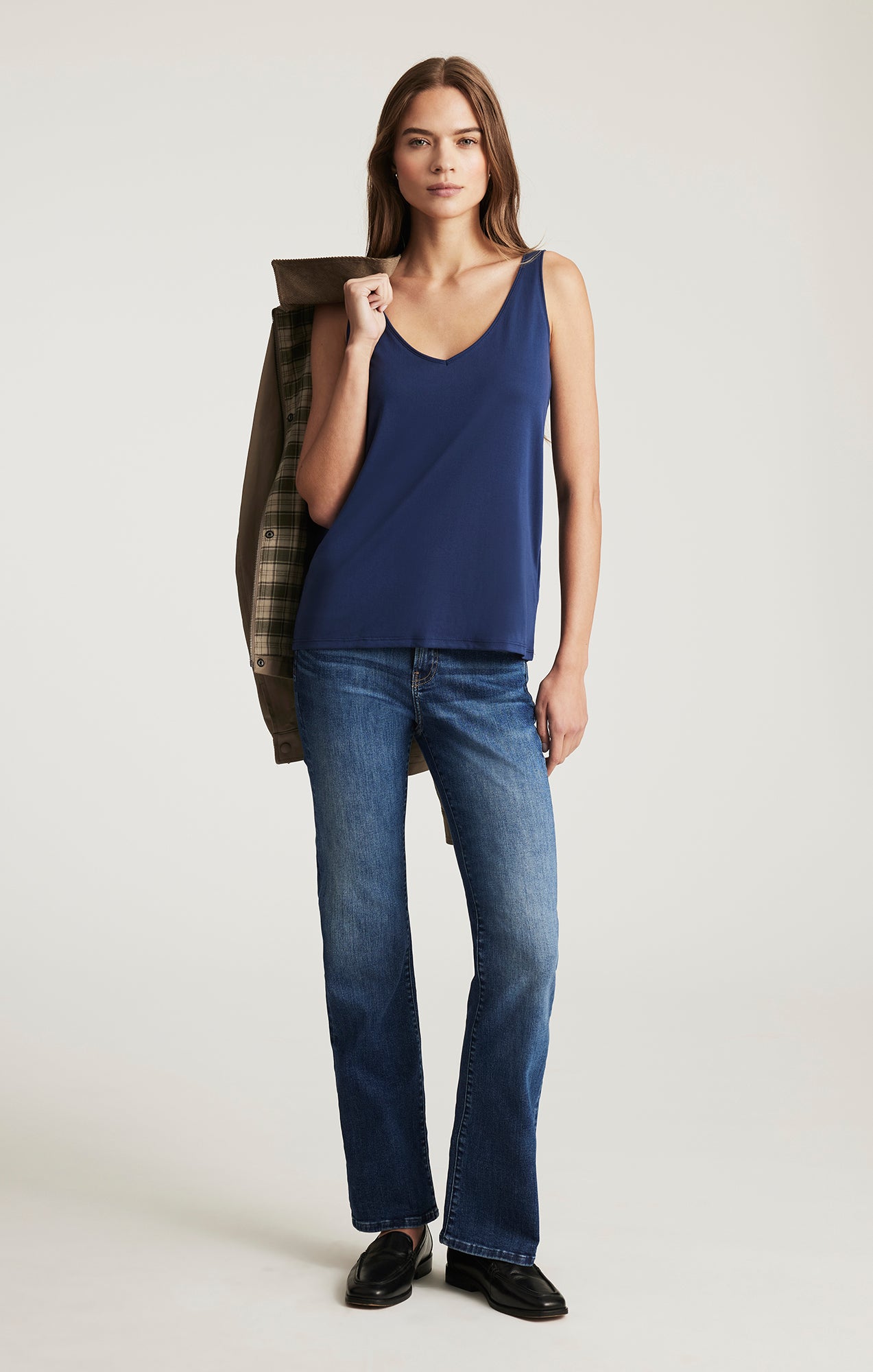 LUXE TOUCH TENCEL™ LACE TANK TOP IN MEDIEVAL BLUE - Mavi Jeans