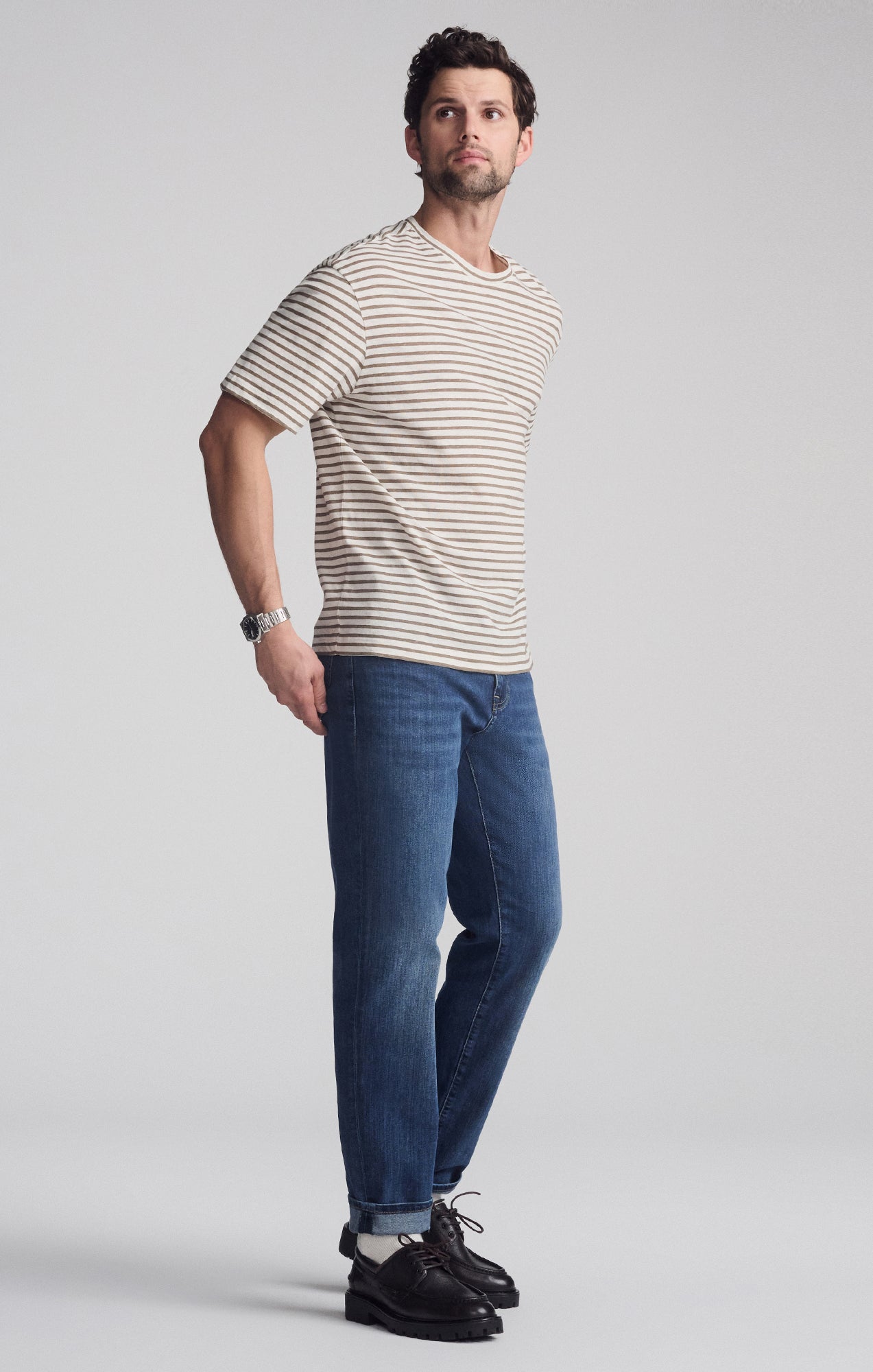 STRIPED SHORT SLEEVE T-SHIRT IN BRINDLE - Mavi Jeans