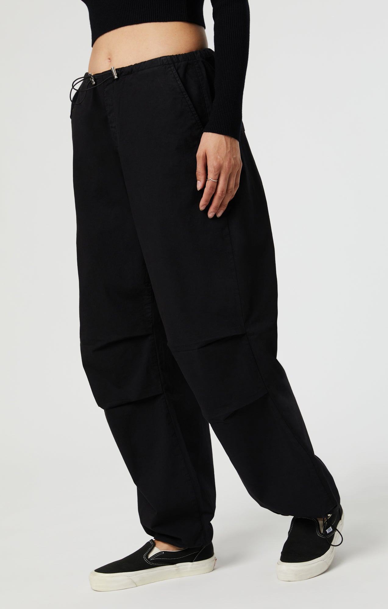 Women's High-rise Cargo Parachute Pants - All In Motion™ Black L
