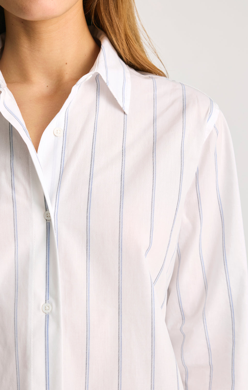LONG SLEEVE BUTTON-UP SHIRT IN BLUE STRIPED - Mavi Jeans