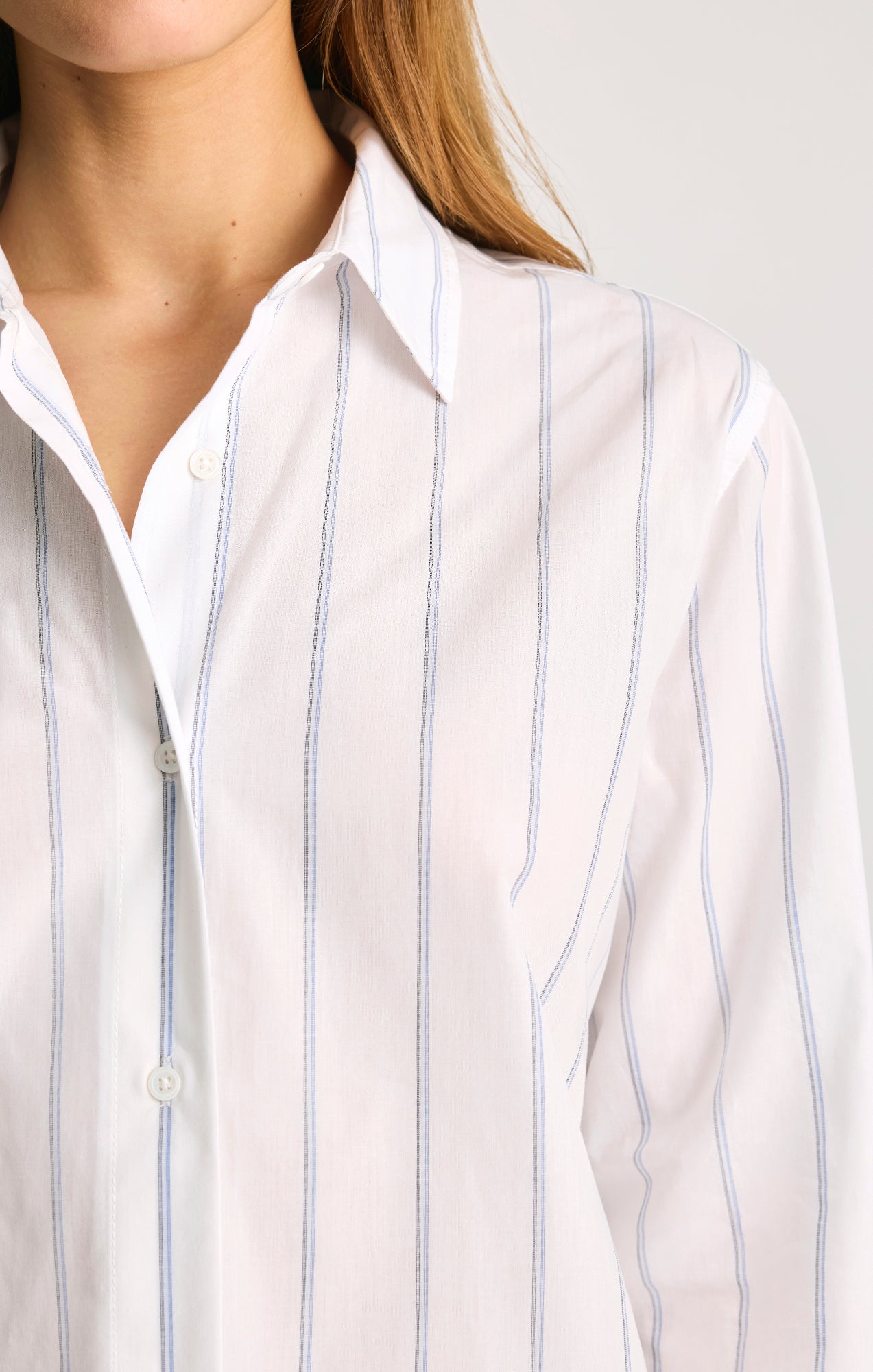 LONG SLEEVE BUTTON-UP SHIRT IN BLUE STRIPED - Mavi Jeans
