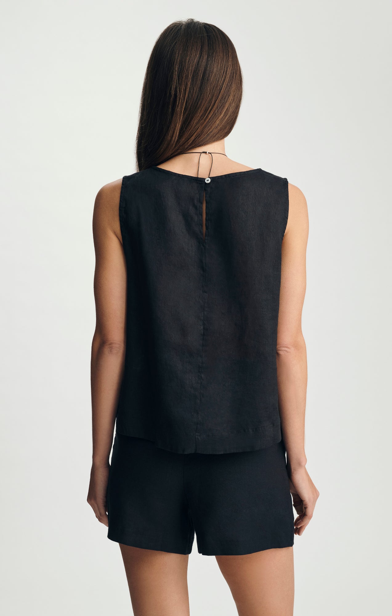 LINEN TANK TOP IN BLACK - Mavi Jeans