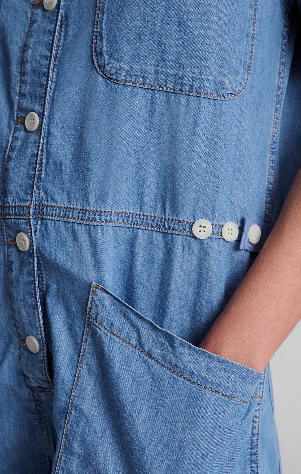 NOREEN DENIM ROMPER IN MID VINTAGE LIGHT DENIM - Mavi Jeans