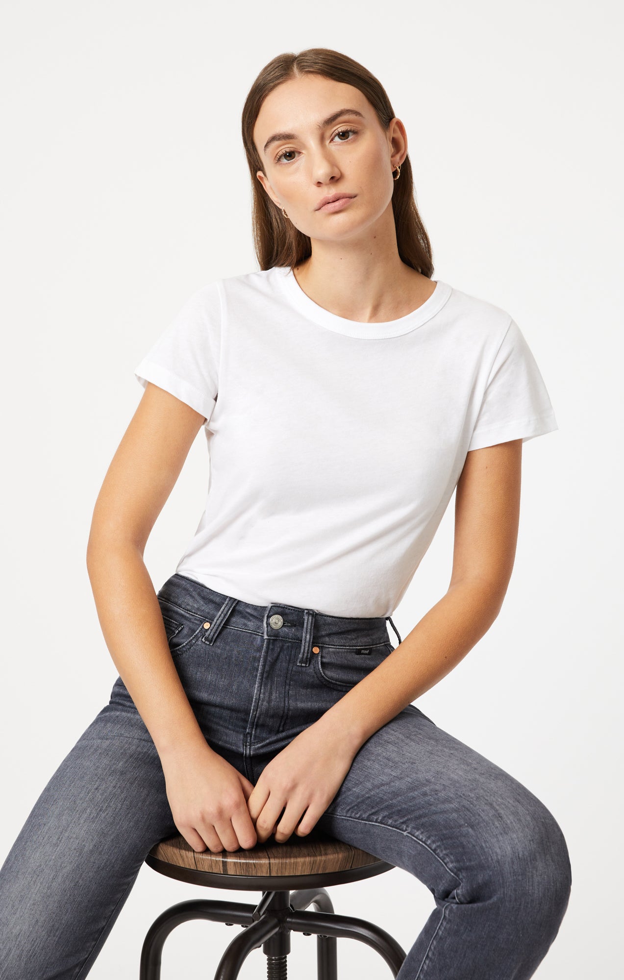 Mavi Women's Slim Crew Neck T-Shirt In White