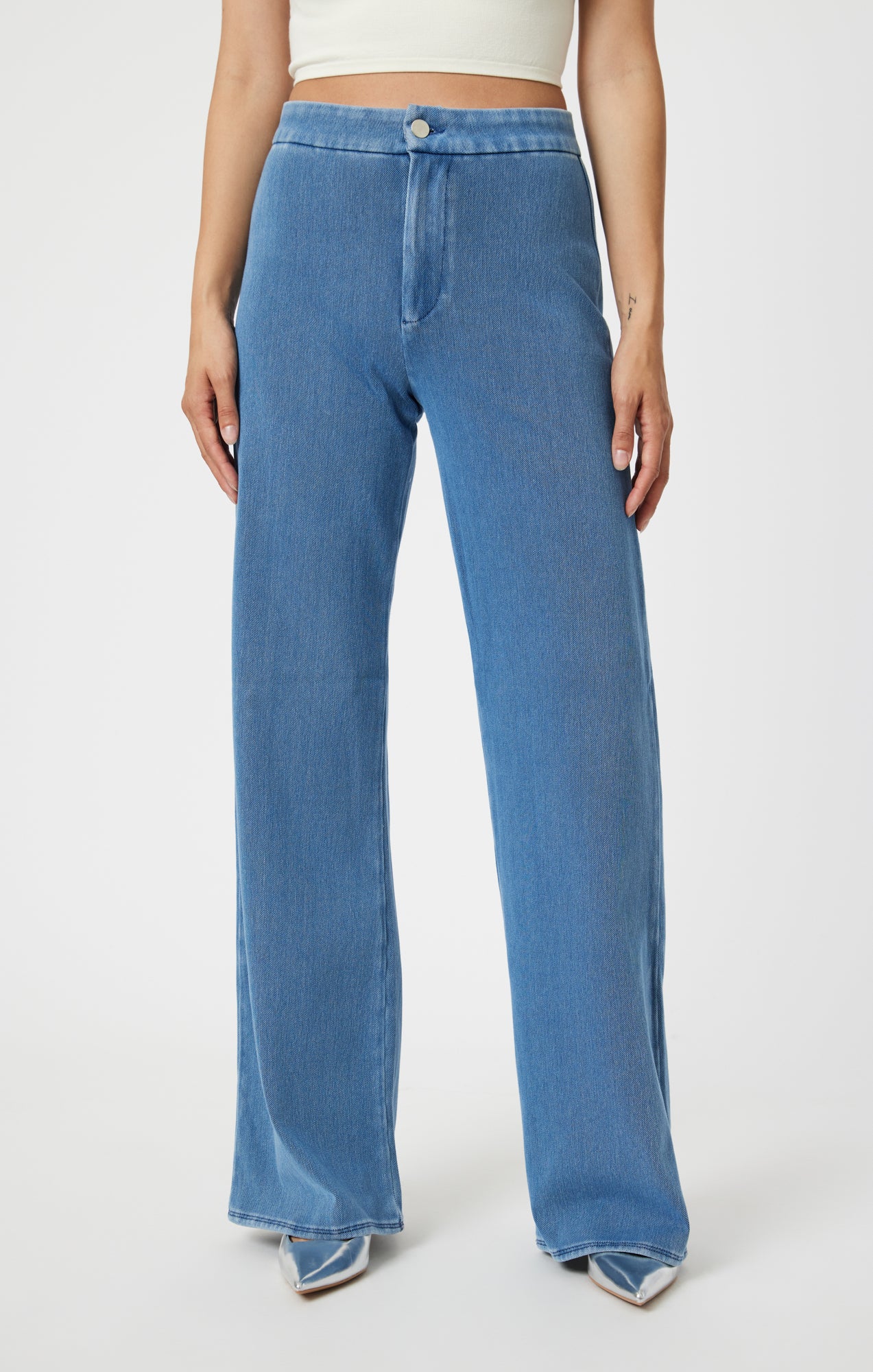 Buy Sky Soars: Fashion Elegance in Women's Wide-Leg Denim Jeans (30, Ice  Blue) at