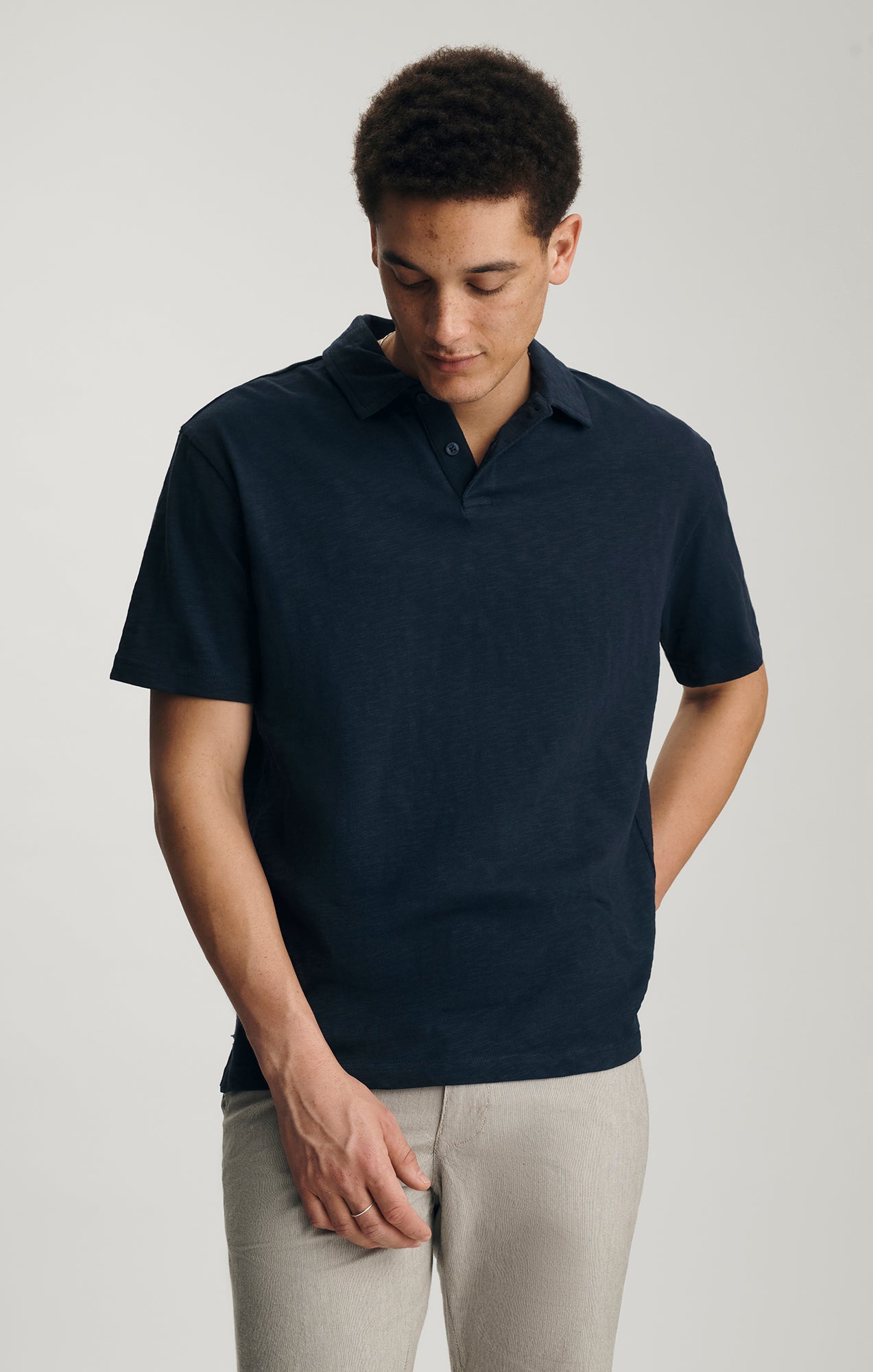 SLUB POLO T-SHIRT IN TOTAL ECLIPSE - Mavi Jeans
