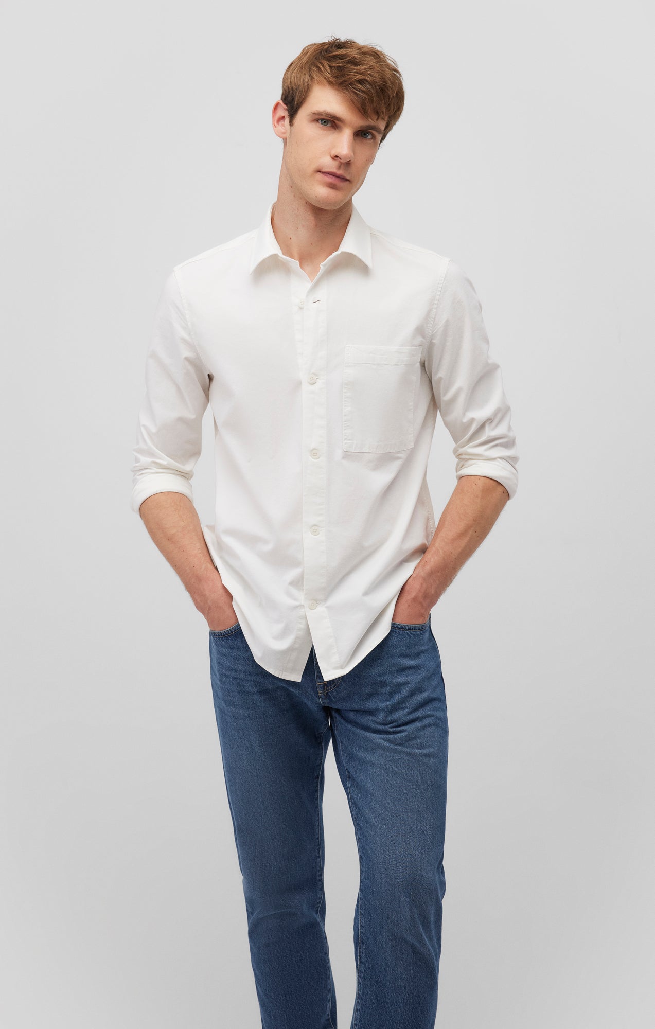 ONE POCKET BUTTON-UP SHIRT IN ANTIQUE WHITE - Mavi Jeans