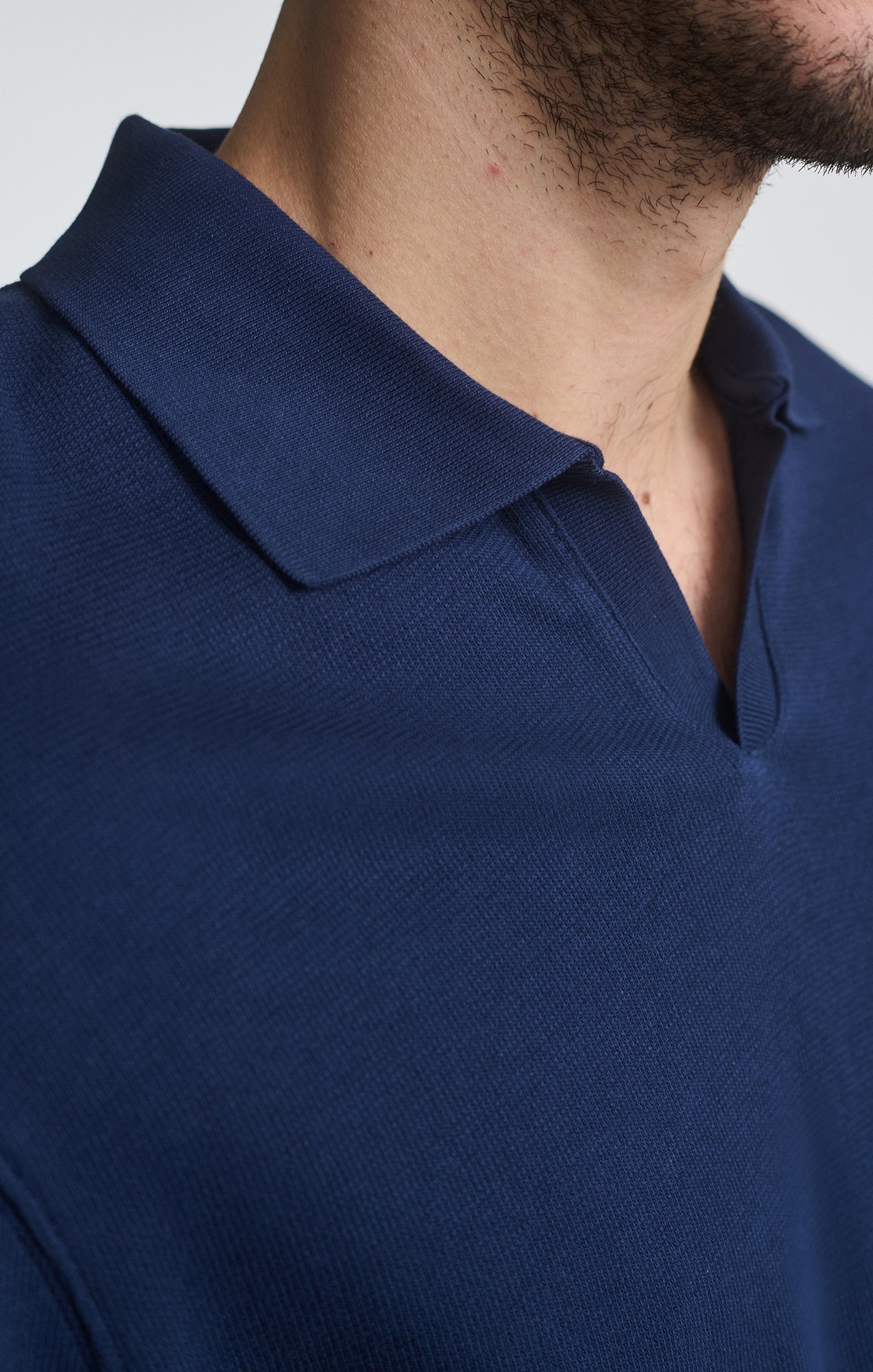 POLO COLLAR LONG SLEEVE SHIRT IN BLACK IRIS - Mavi Jeans