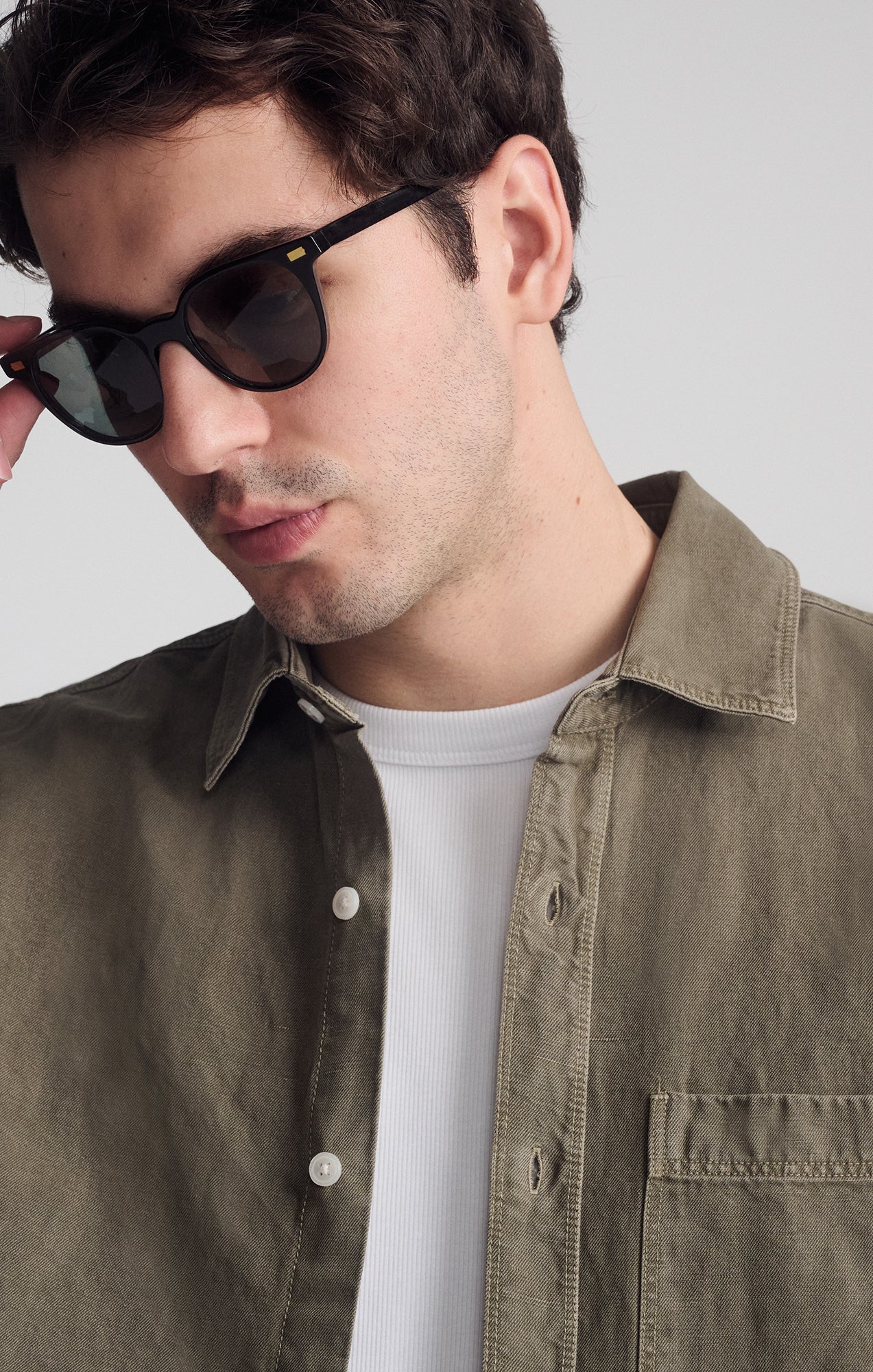 ONE POCKET LONG SLEEVE BUTTON-UP SHIRT IN BUNGEE CORD - Mavi Jeans