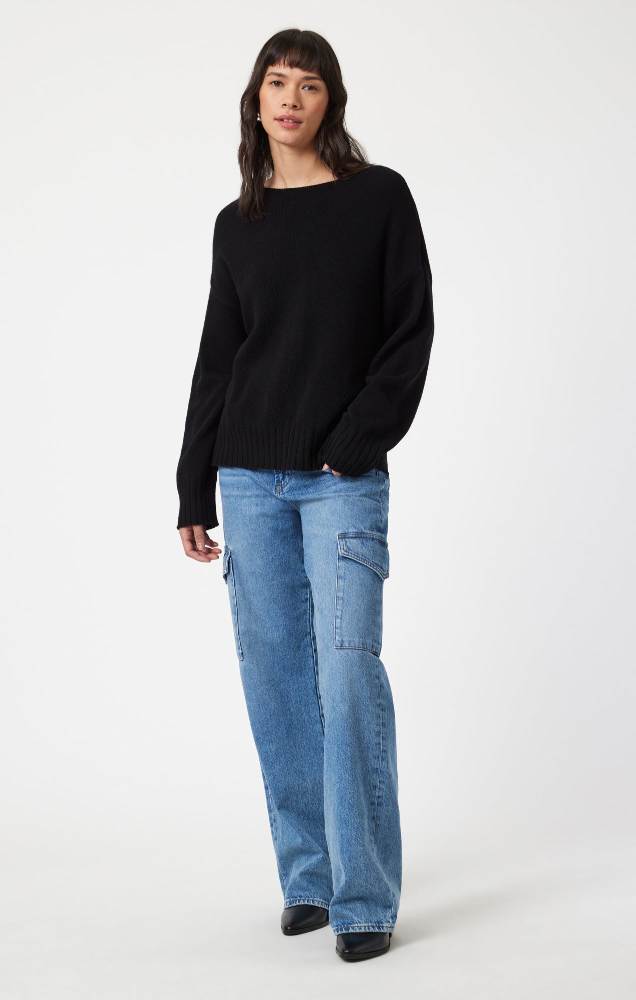 BOAT NECK SWEATER IN BLACK - Mavi Jeans