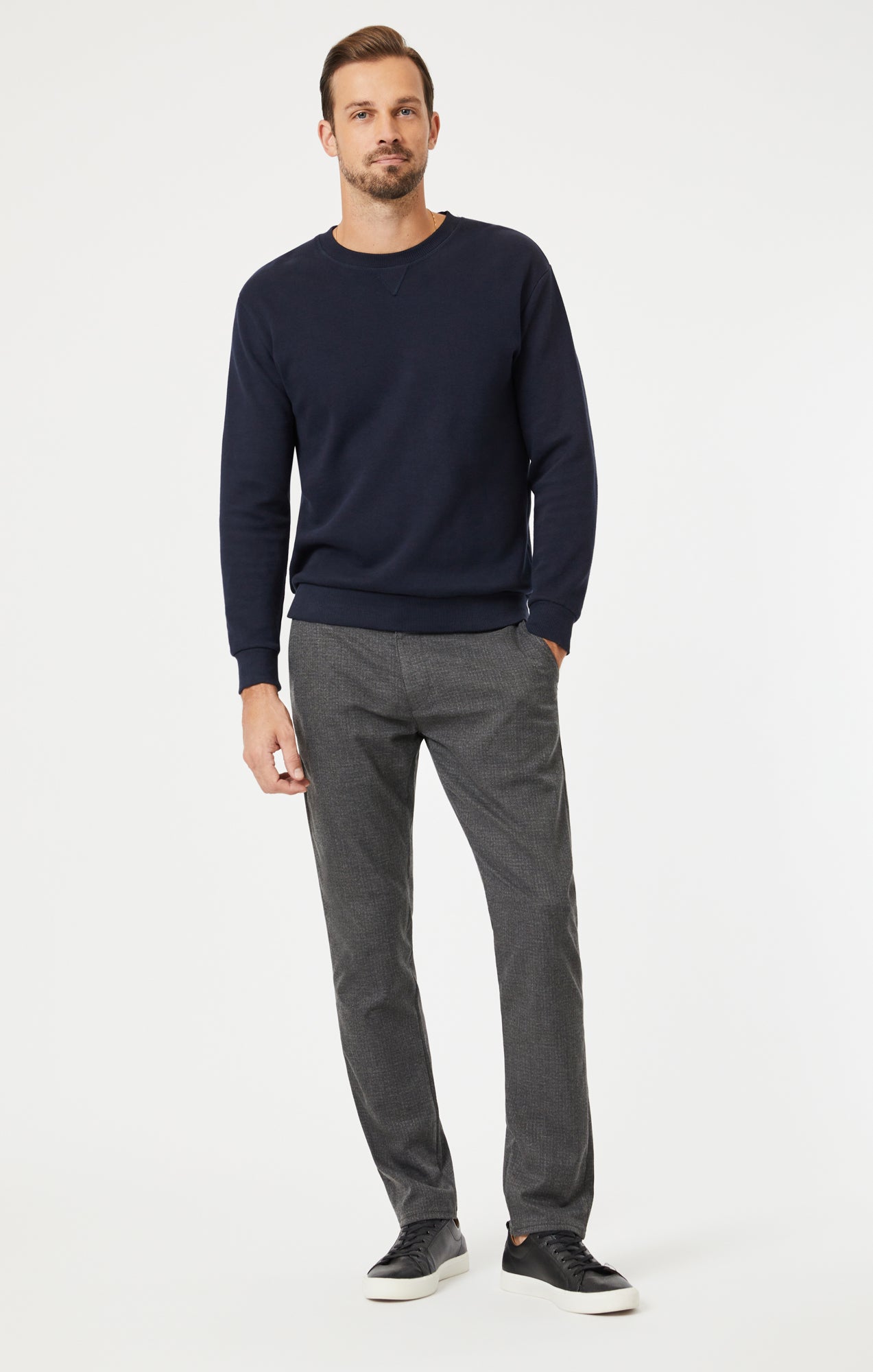 JOHNNY SLIM LEG CHINO IN CHARCOAL FEATHER TWEED - Mavi Jeans