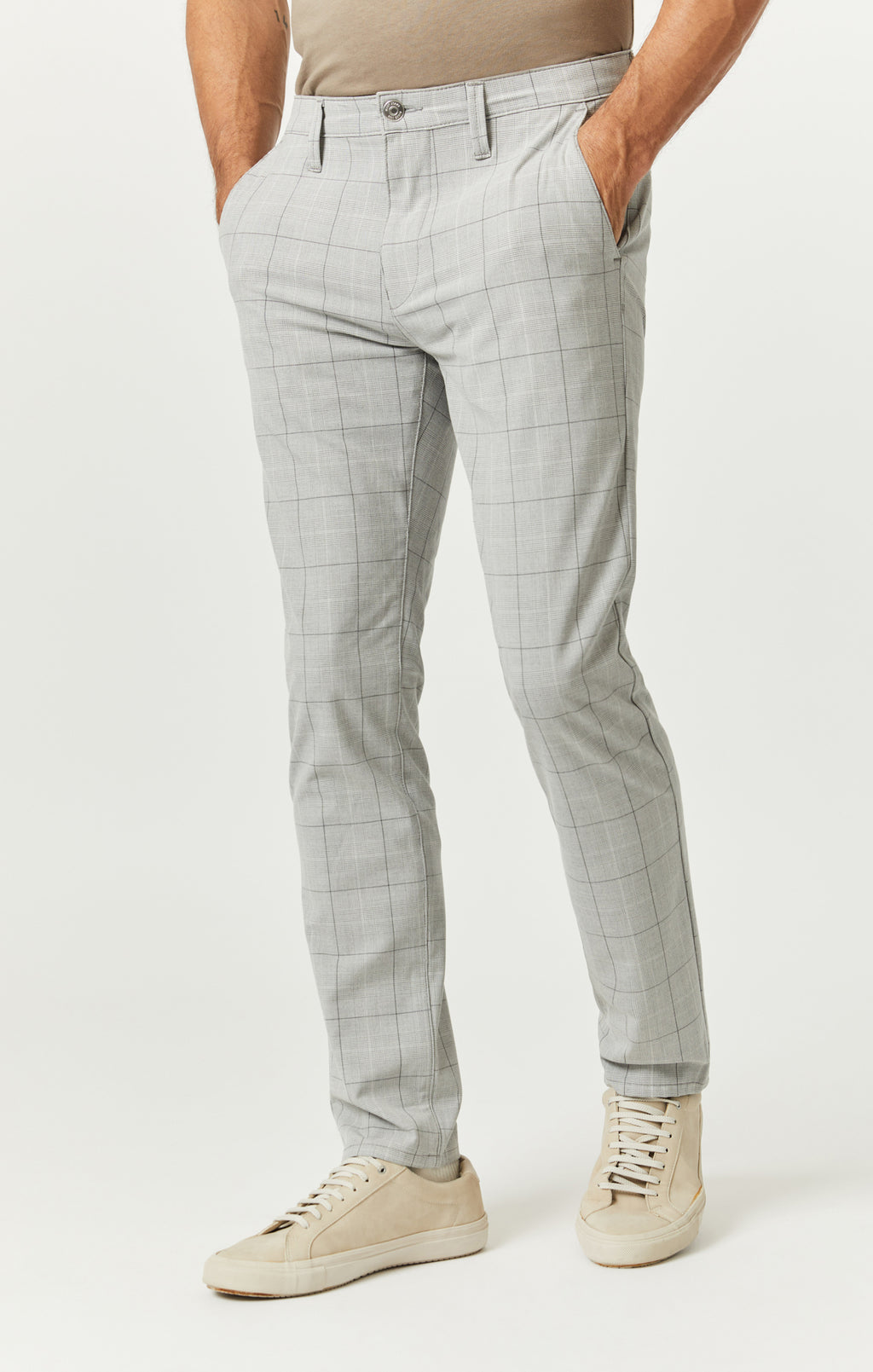 MILTON SLIM STRAIGHT CHINO IN LIGHT GREY CHECK - Mavi Jeans