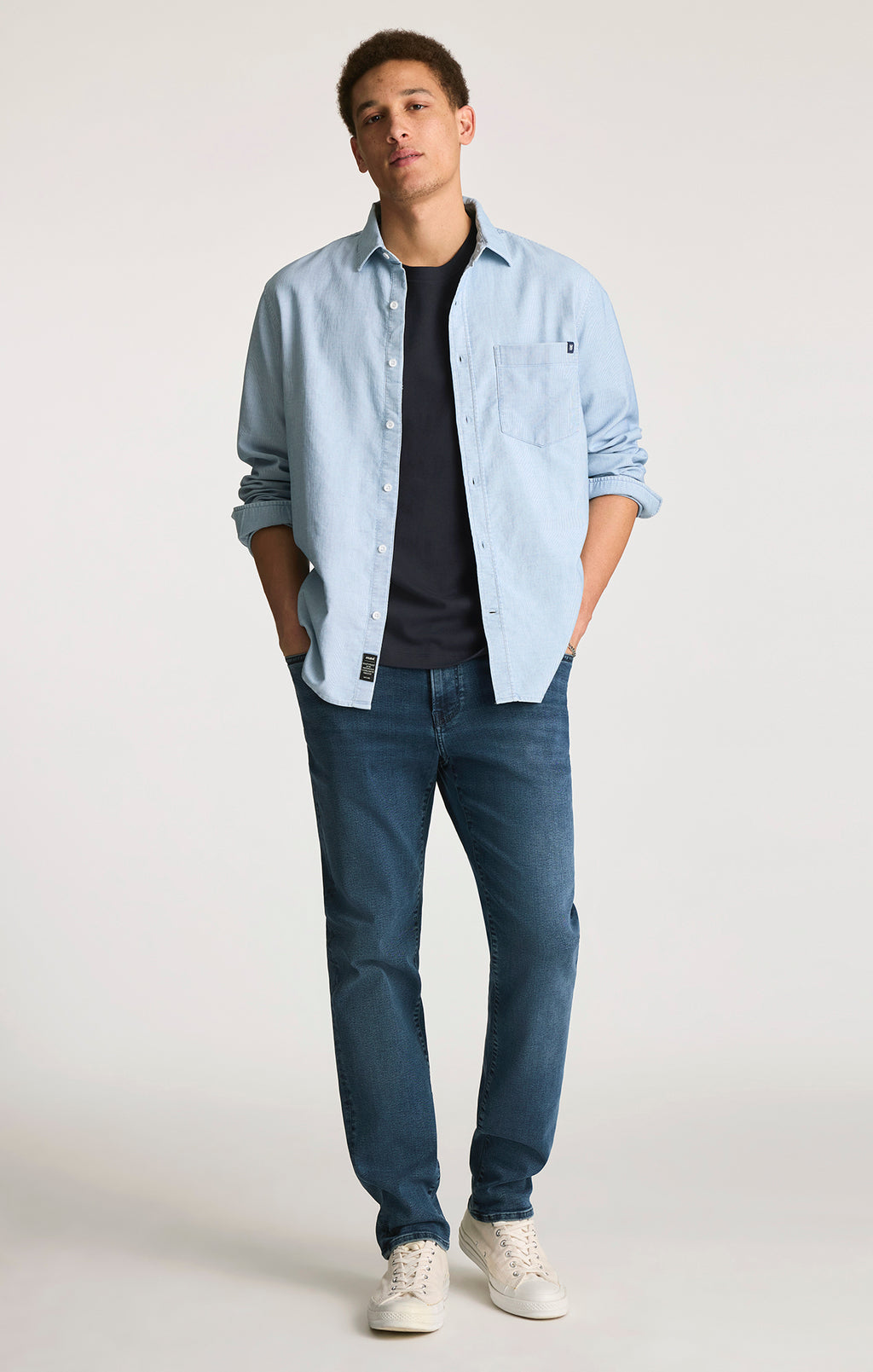 INTERLOCK CREW NECK T-SHIRT IN NIGHT SKY - Mavi Jeans