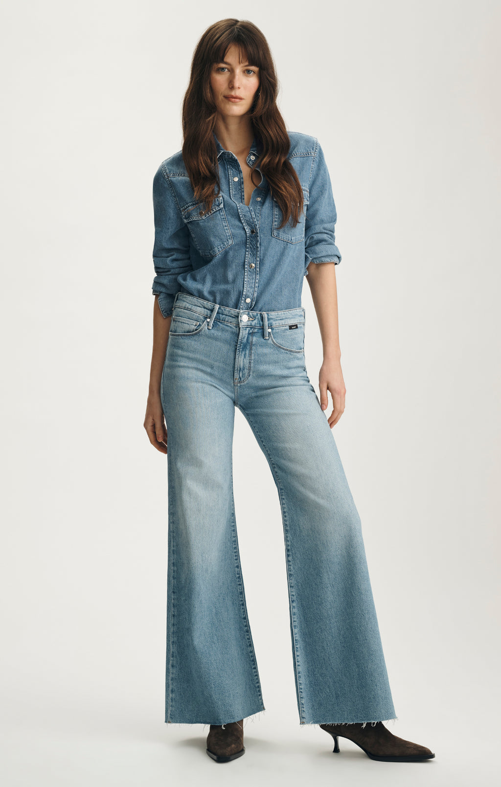 ANGELA DENIM SHIRT IN MID BLUE FEATHER BLUE - Mavi Jeans