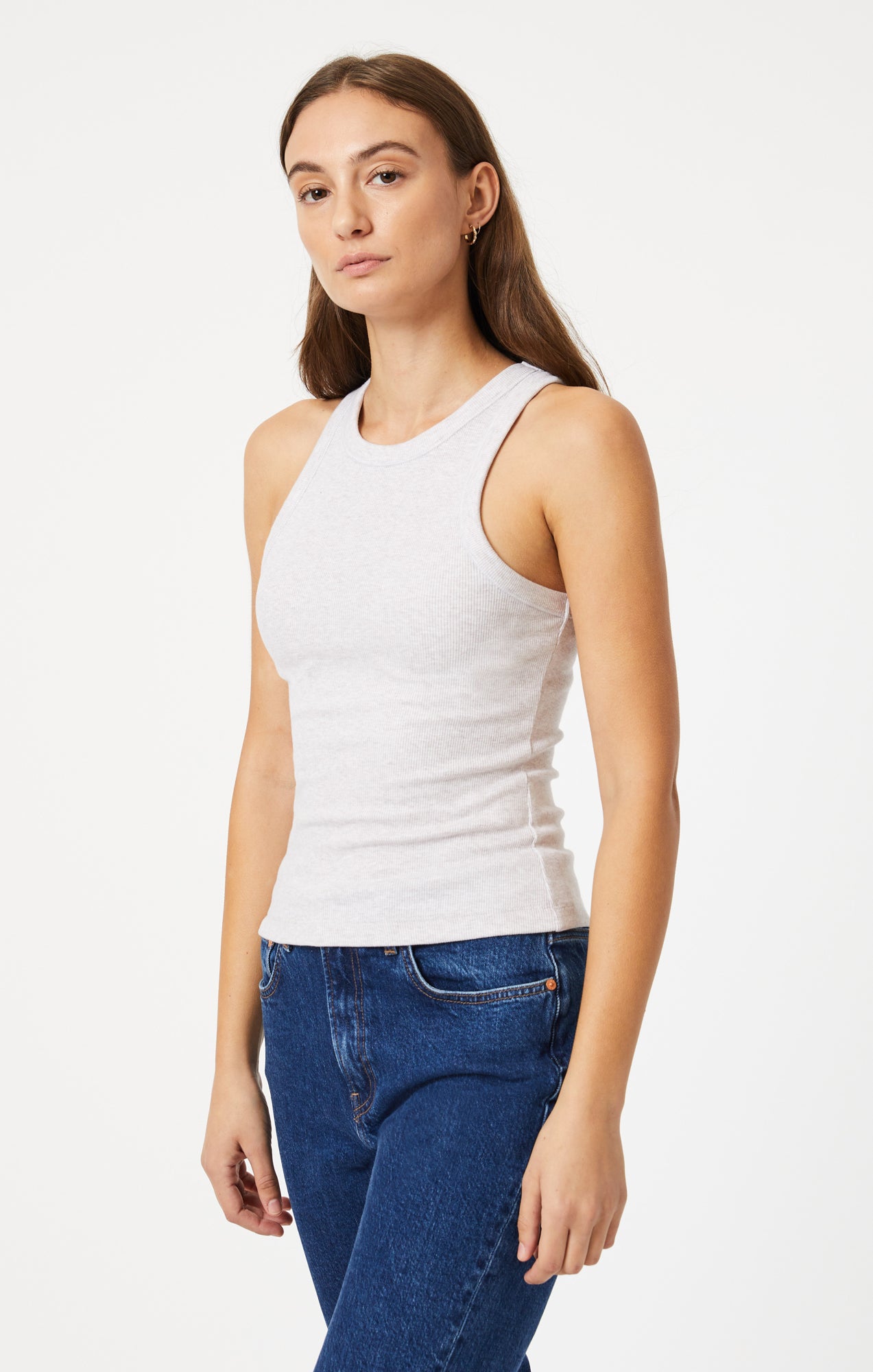 RACER BACK TANK TOP IN OATMEAL - Mavi Jeans