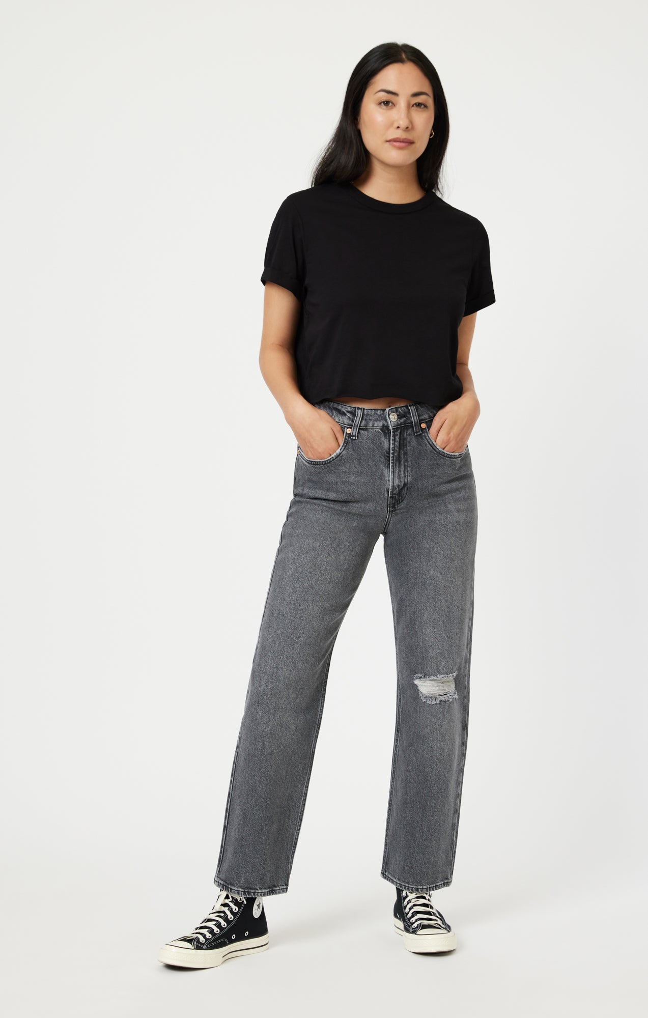 Black High Rise Jade Straight Fit Jeans