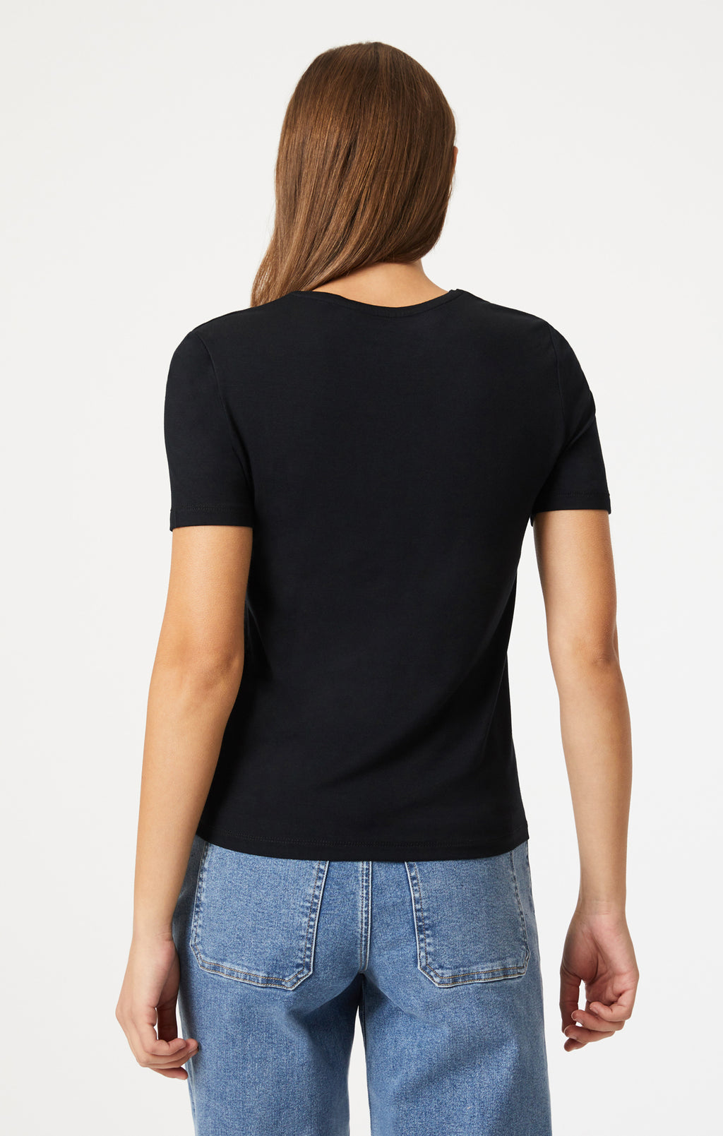 LUXE CREW NECK T-SHIRT IN BLACK - Mavi Jeans