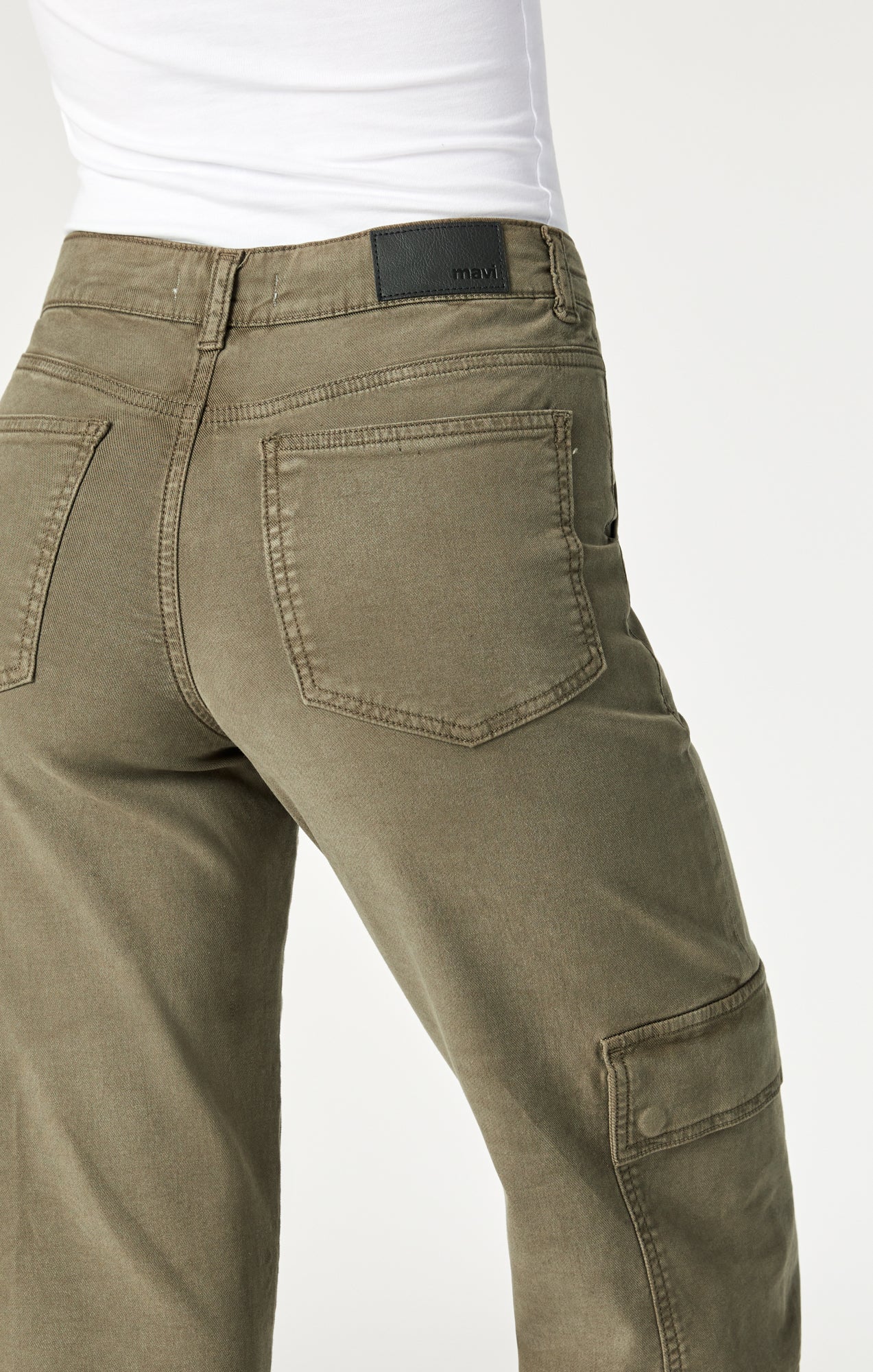 Plus Khaki Twill Pocket Detail High Waist Cargo Pants