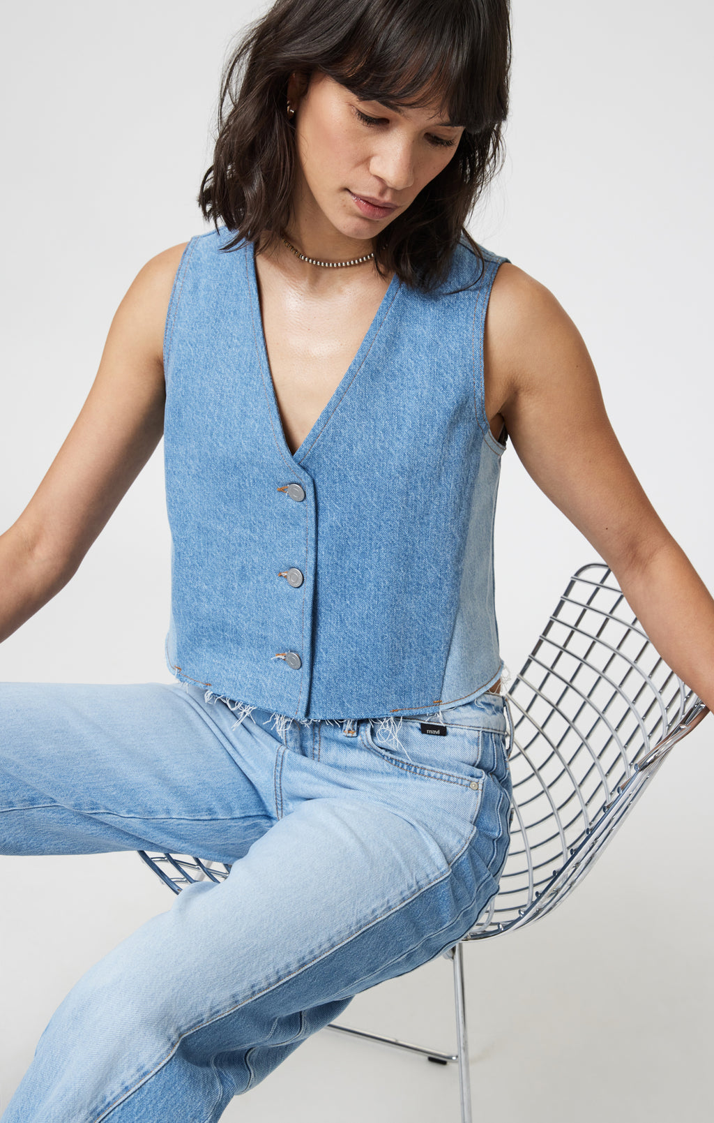 PEONY VEST IN BLOCKING DENIM - Mavi Jeans