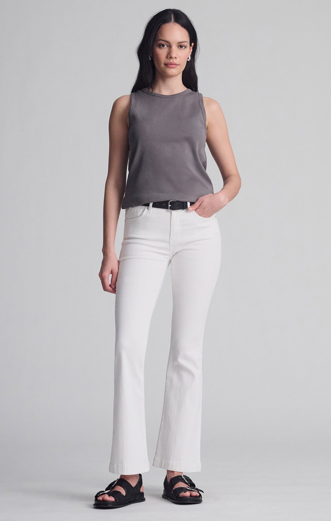 CONTOUR TANK TOP IN DARK GULL GRAY - Mavi Jeans