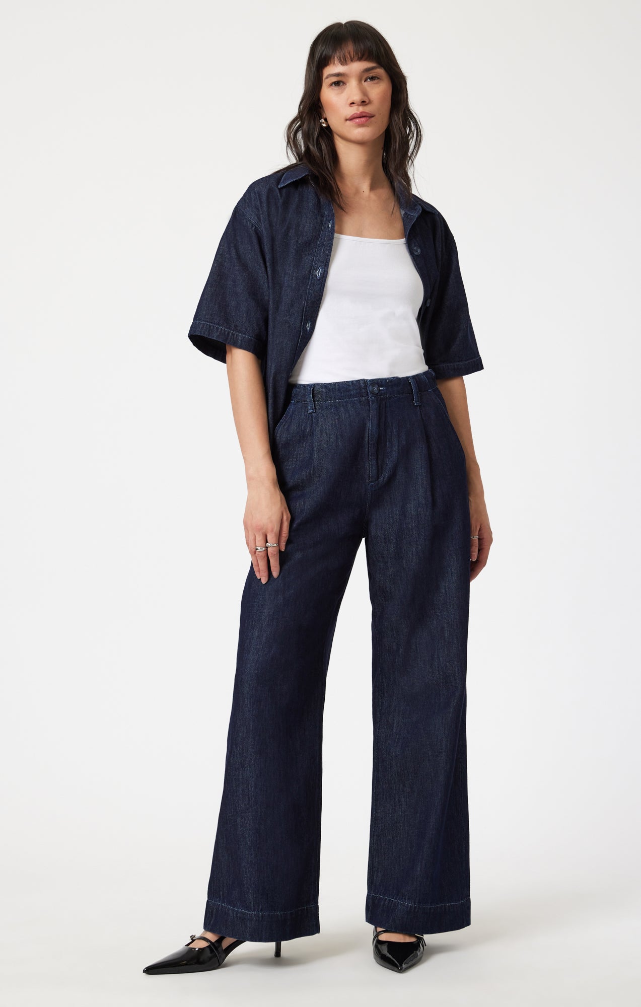 PERA PLEATED WIDE LEG IN RINSE DENIM - Mavi Jeans