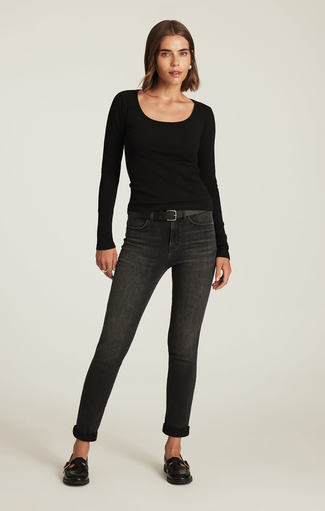 KATHLEEN SLIM BOYFRIEND IN SMOKE BRUSHED FEATHER BLUE