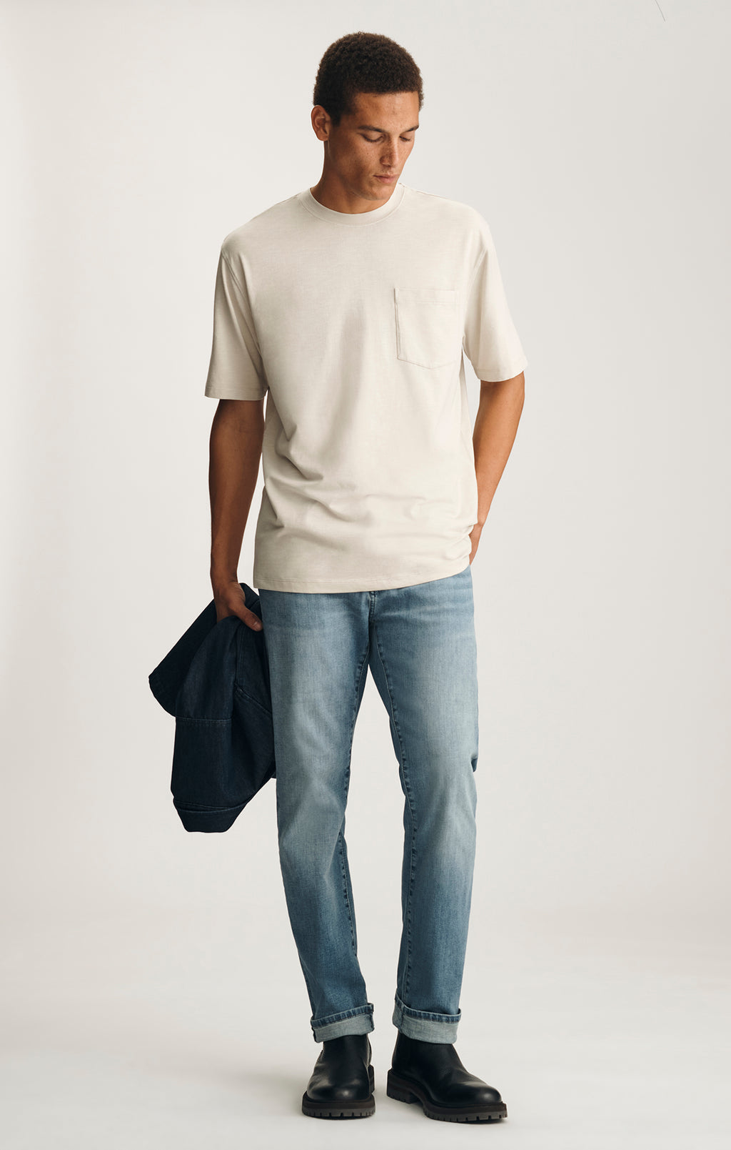 SLUB POCKET T-SHIRT IN PELICAN